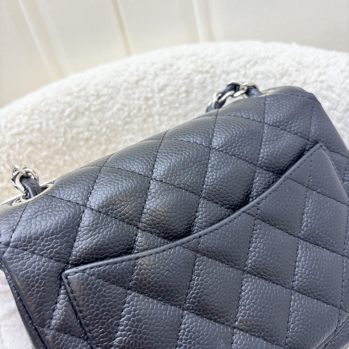 GLM-Classic Square Mini Flap in Black Caviar and SHW