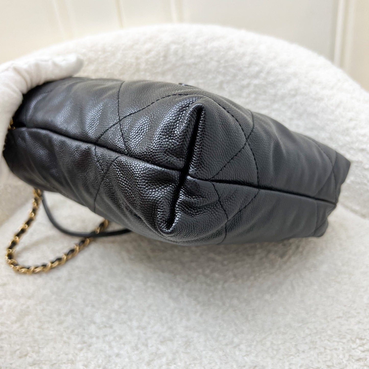 GLM-22 Mini Hobo Handbag in Black Shiny Caviar and AGHW