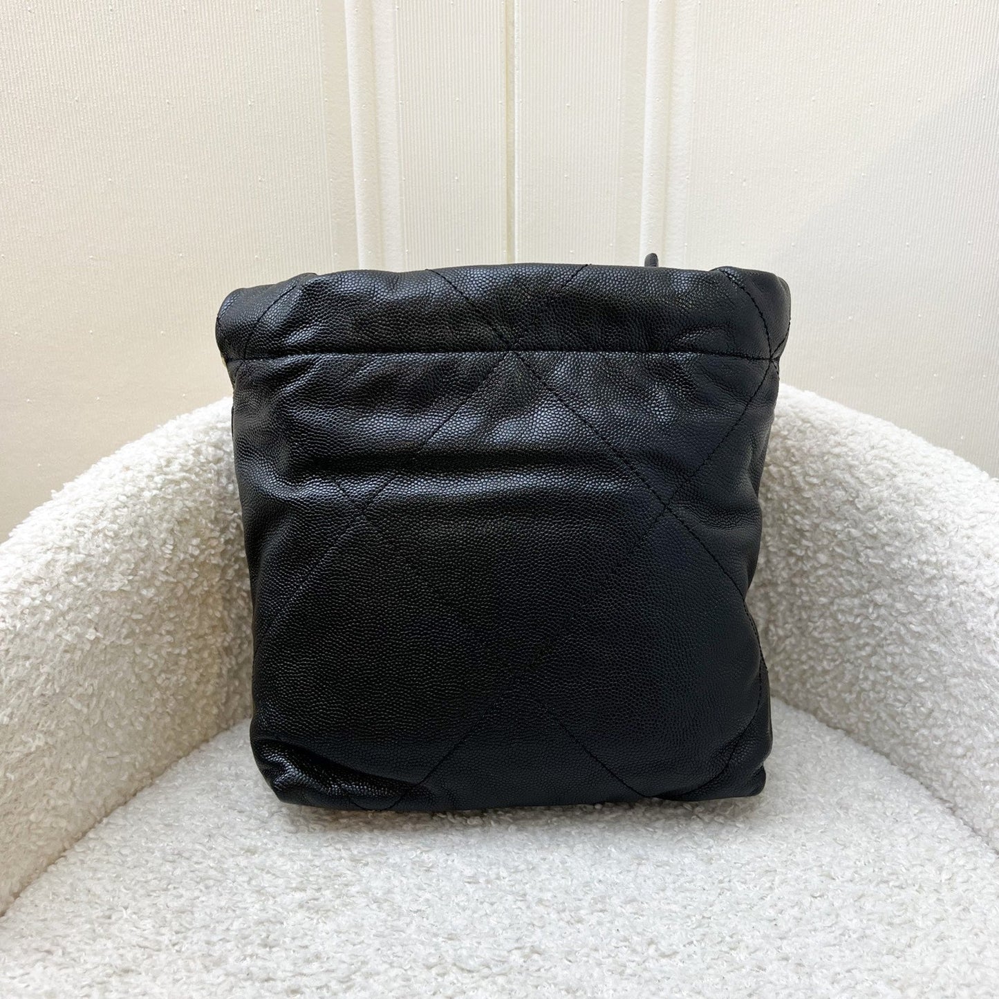 GLM-22 Mini Hobo Handbag in Black Shiny Caviar and AGHW