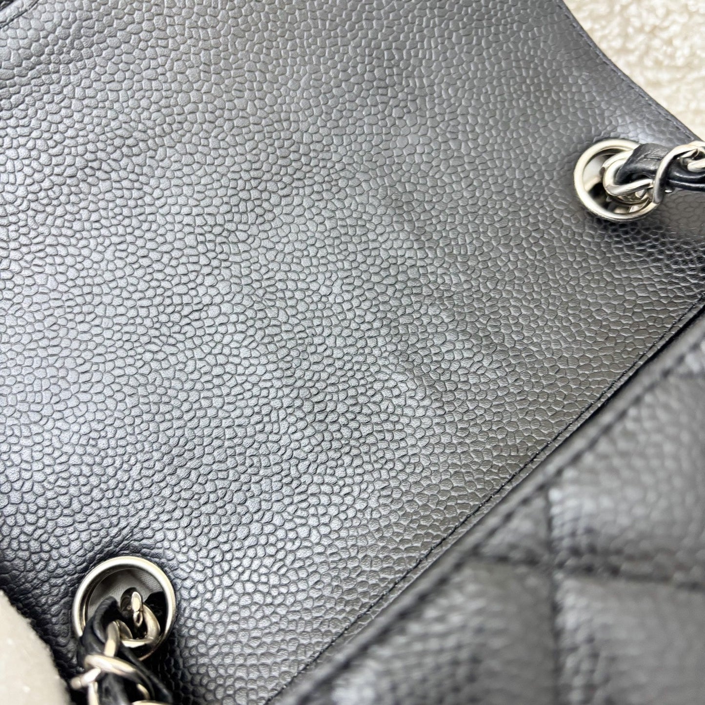 GLM-Classic Square Mini Flap in Black Caviar and SHW