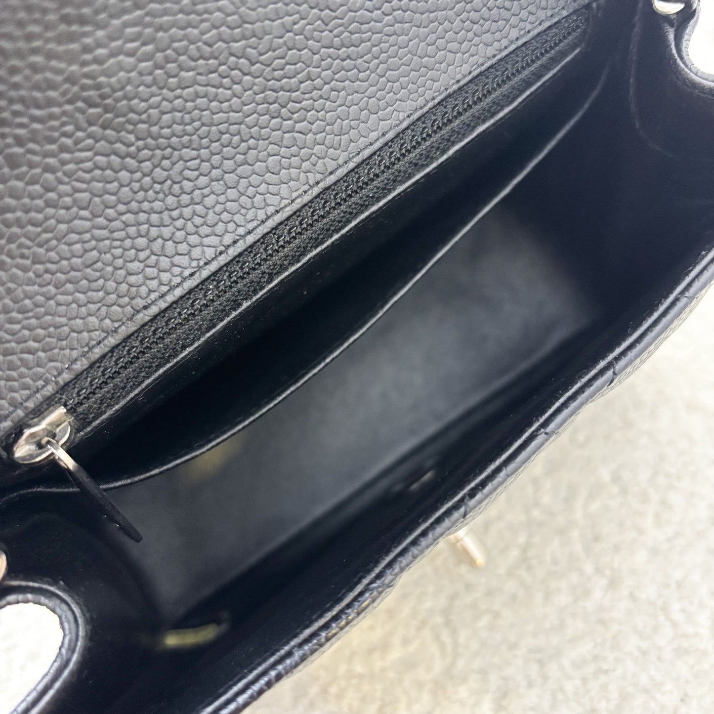 GLM-Classic Square Mini Flap in Black Caviar and SHW