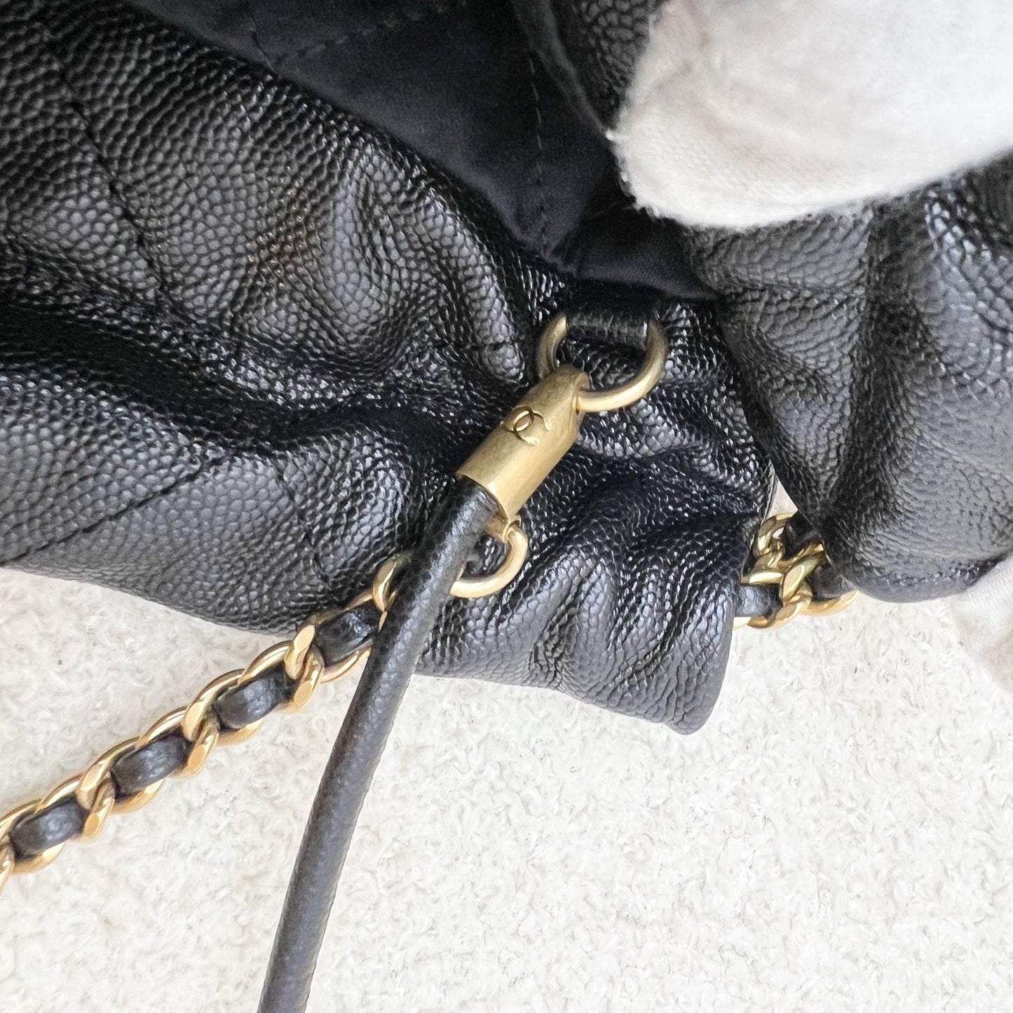 GLM-22 Mini Hobo Handbag in Black Shiny Caviar and AGHW
