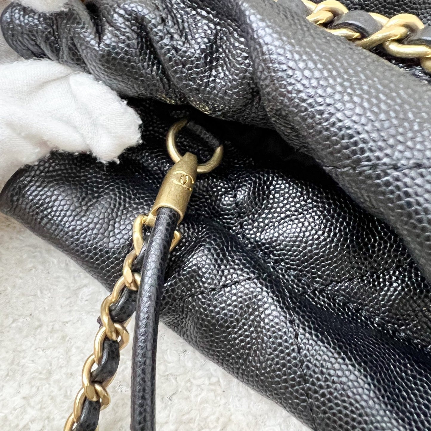 GLM-22 Mini Hobo Handbag in Black Shiny Caviar and AGHW