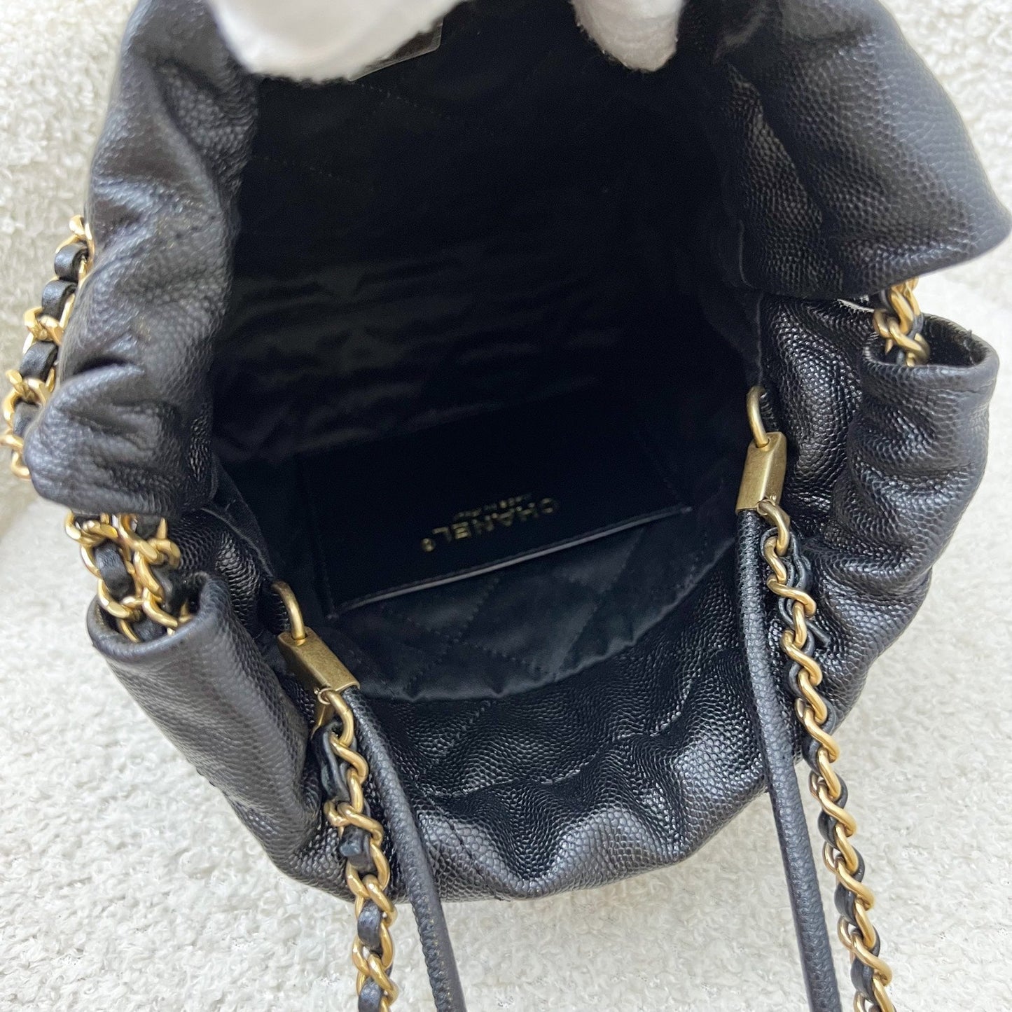 GLM-22 Mini Hobo Handbag in Black Shiny Caviar and AGHW