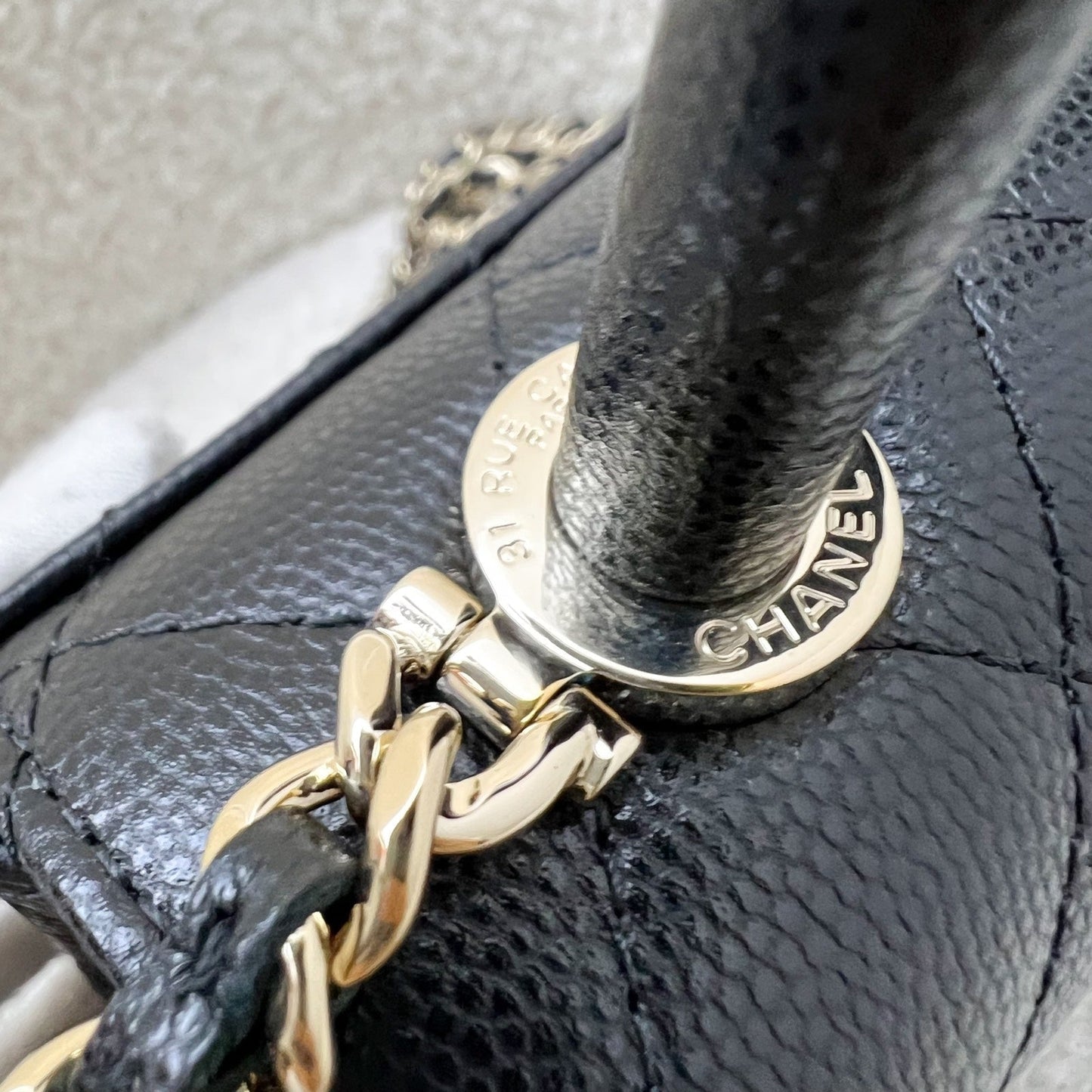 GLM-Micro Coco Handle Flap Bag in Black Caviar and LGHW (AP4244)