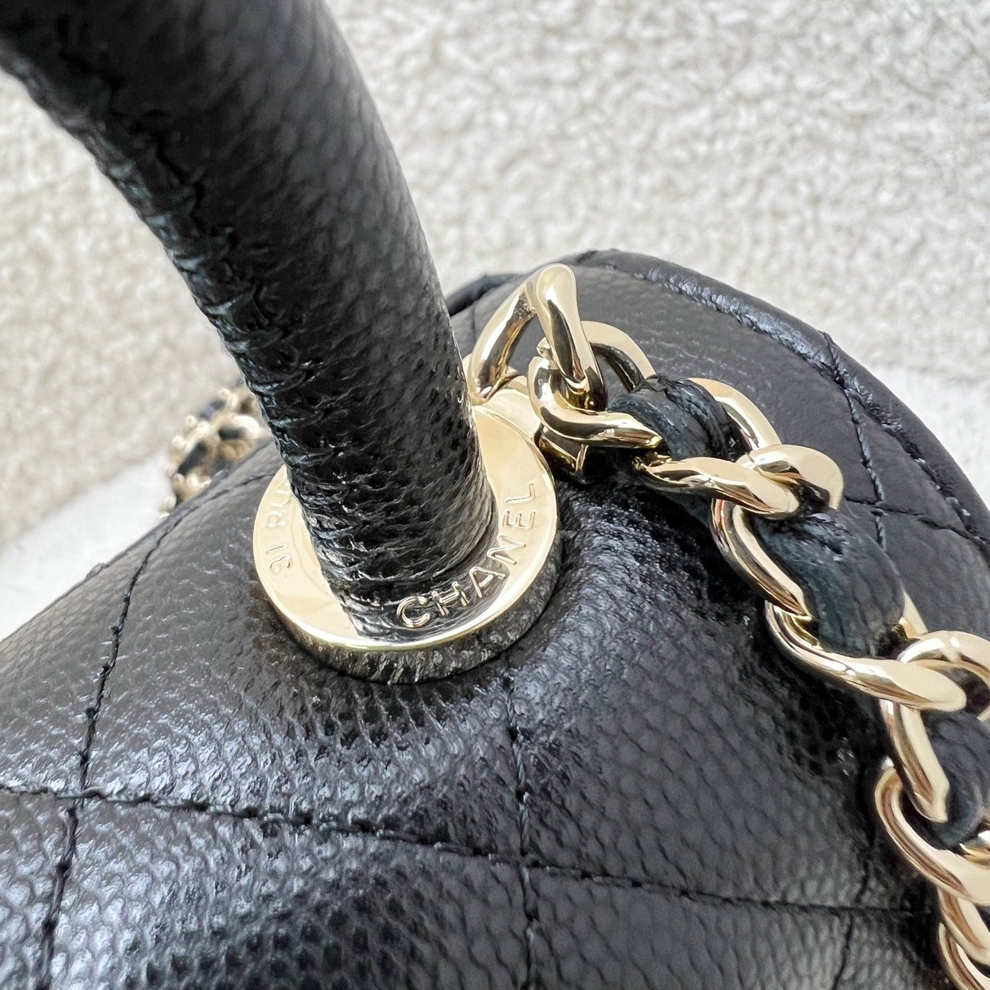GLM-Micro Coco Handle Flap Bag in Black Caviar and LGHW (AP4244)