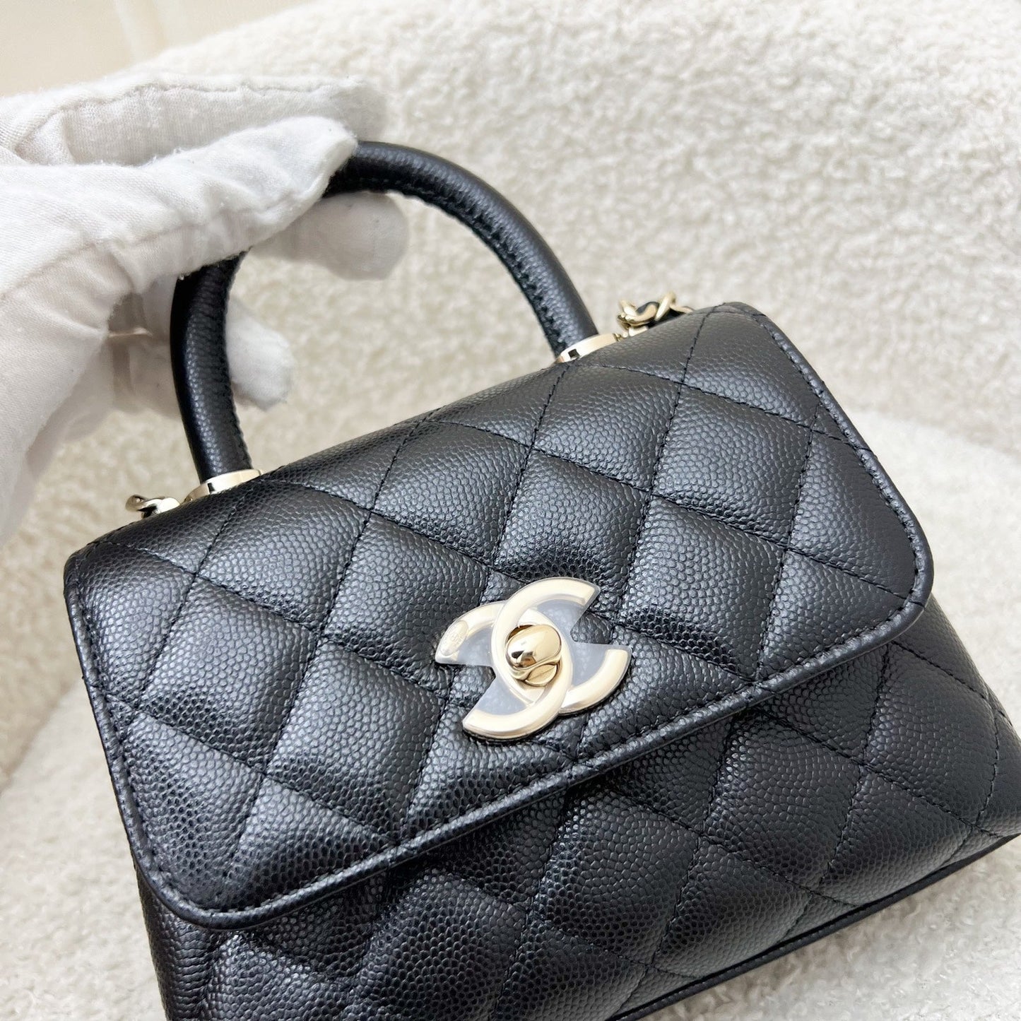 GLM-Micro Coco Handle Flap Bag in Black Caviar and LGHW (AP4244)