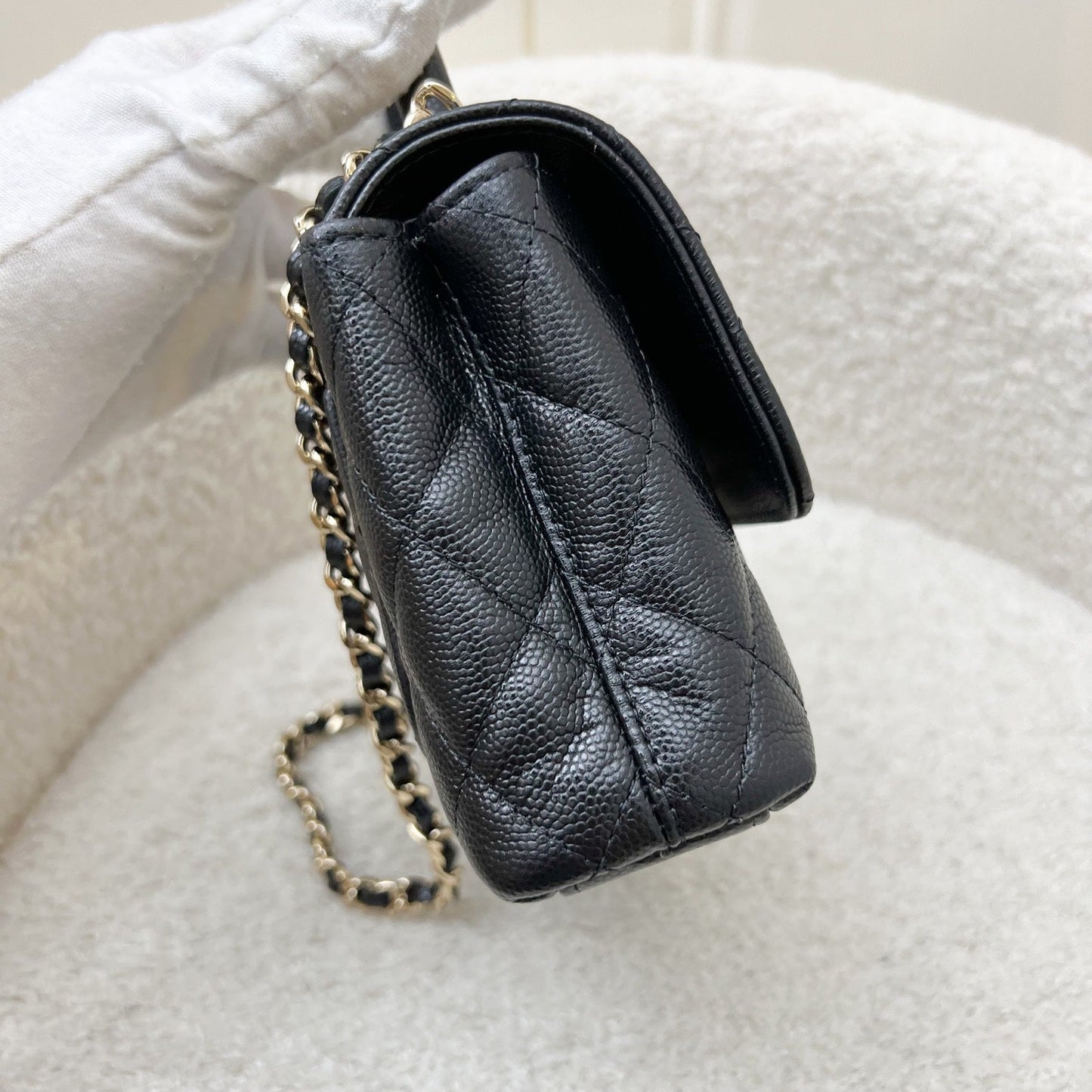 GLM-Micro Coco Handle Flap Bag in Black Caviar and LGHW (AP4244)