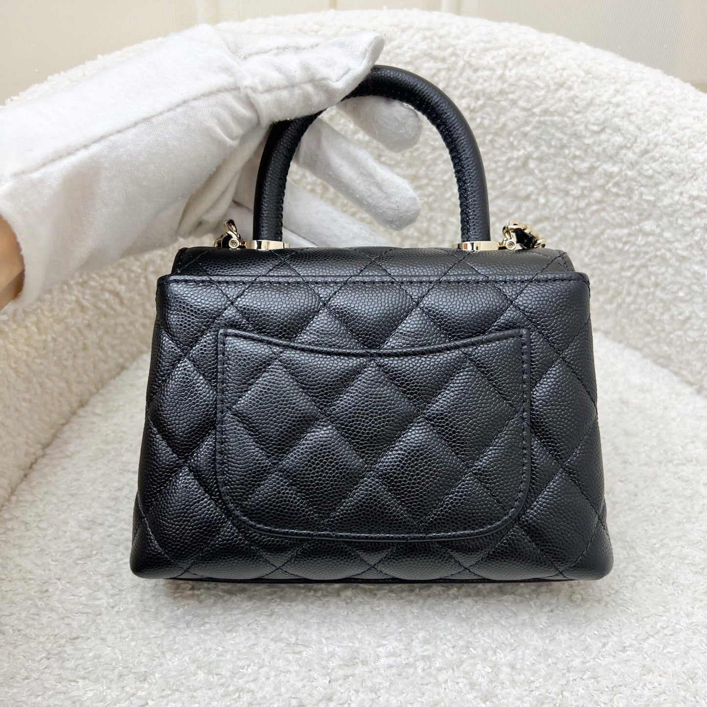 GLM-Micro Coco Handle Flap Bag in Black Caviar and LGHW (AP4244)