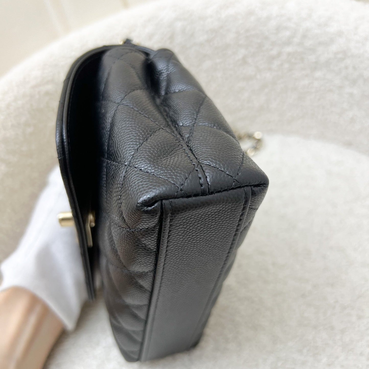 GLM-Micro Coco Handle Flap Bag in Black Caviar and LGHW (AP4244)