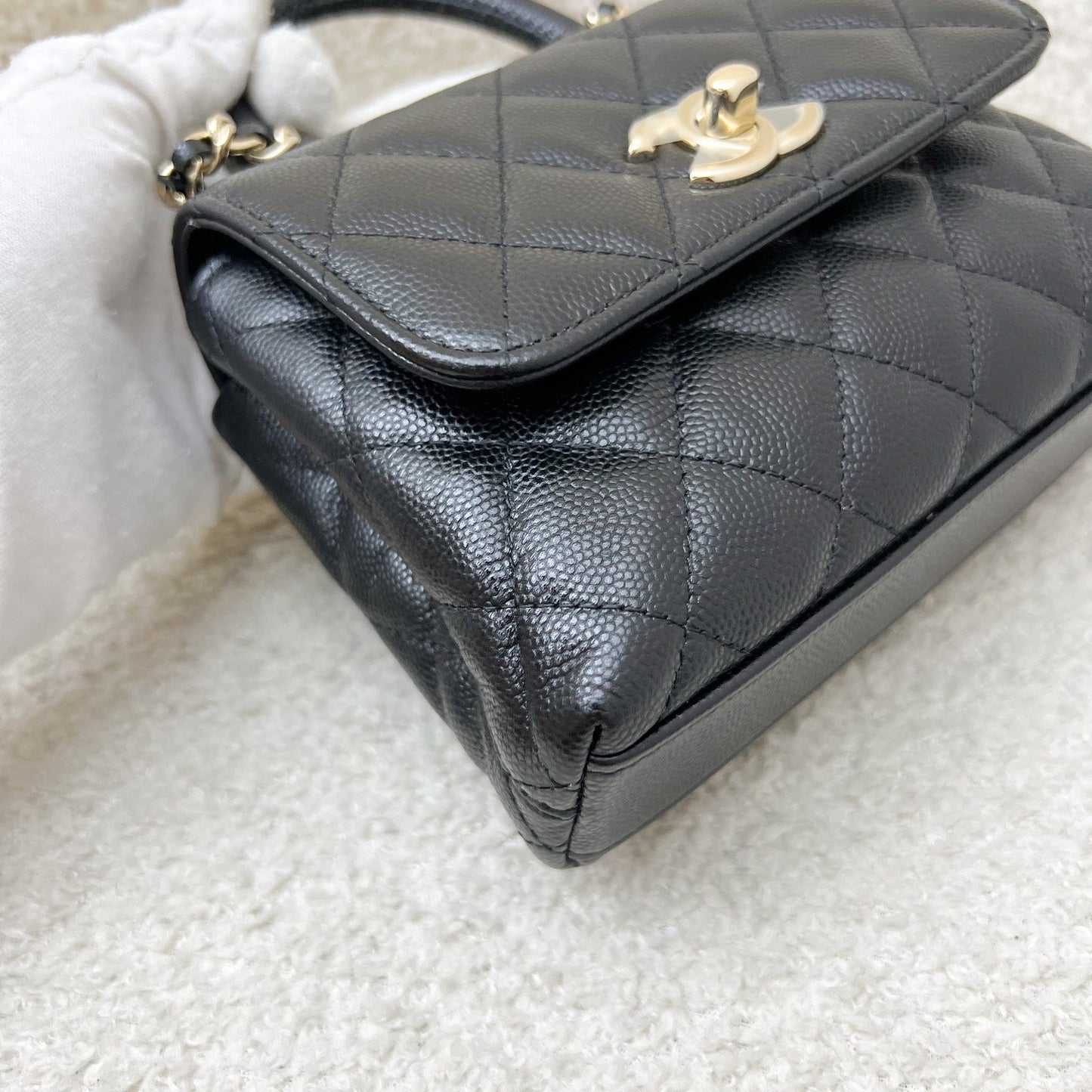 GLM-Micro Coco Handle Flap Bag in Black Caviar and LGHW (AP4244)
