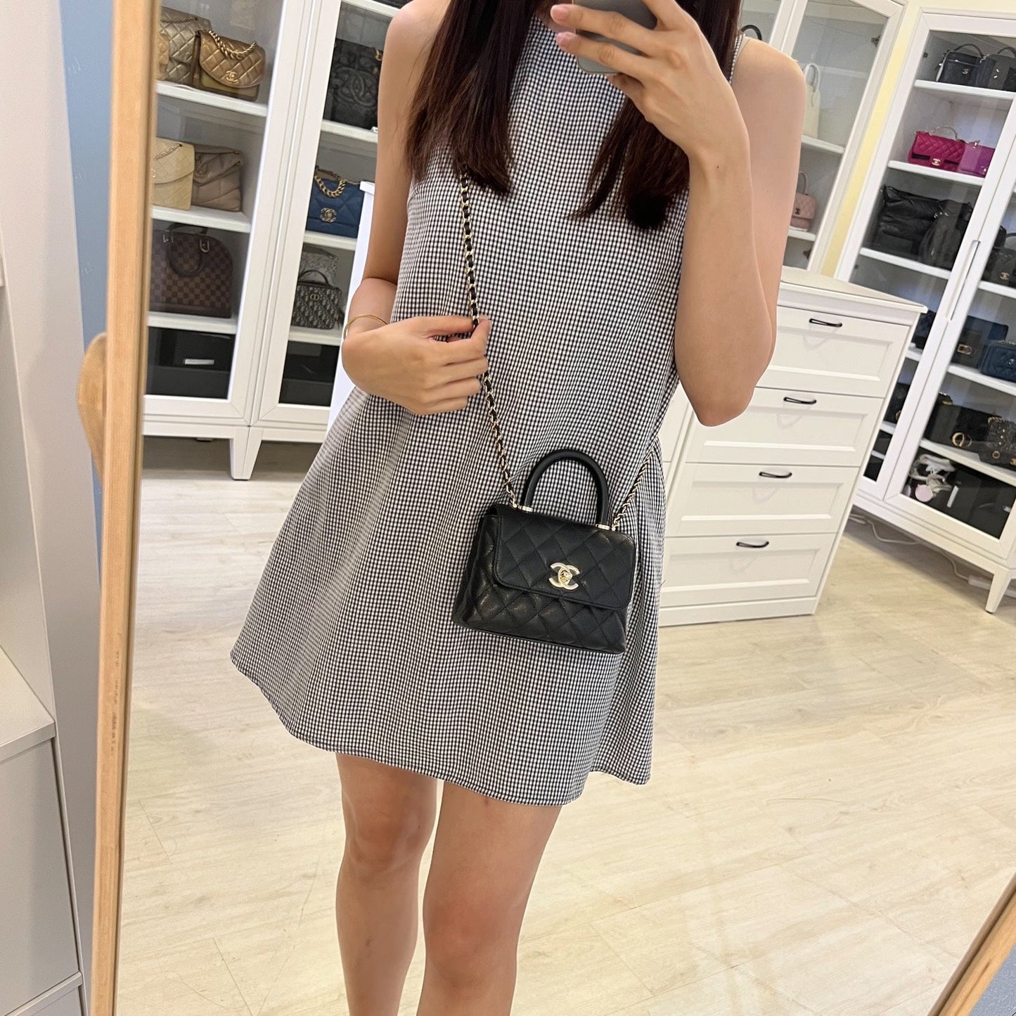 GLM-Micro Coco Handle Flap Bag in Black Caviar and LGHW (AP4244)