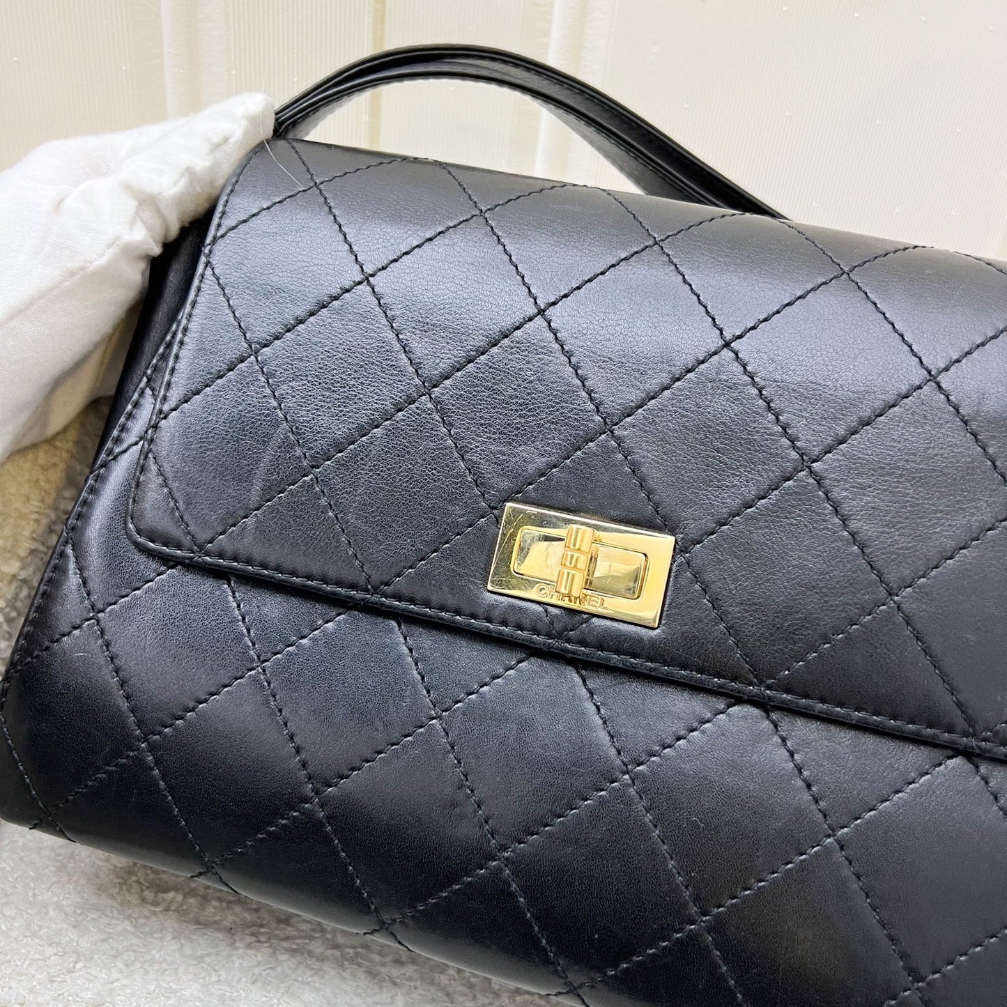 GLM- 2.55 Reissue Trapezoid in Black Lambskin and GHW