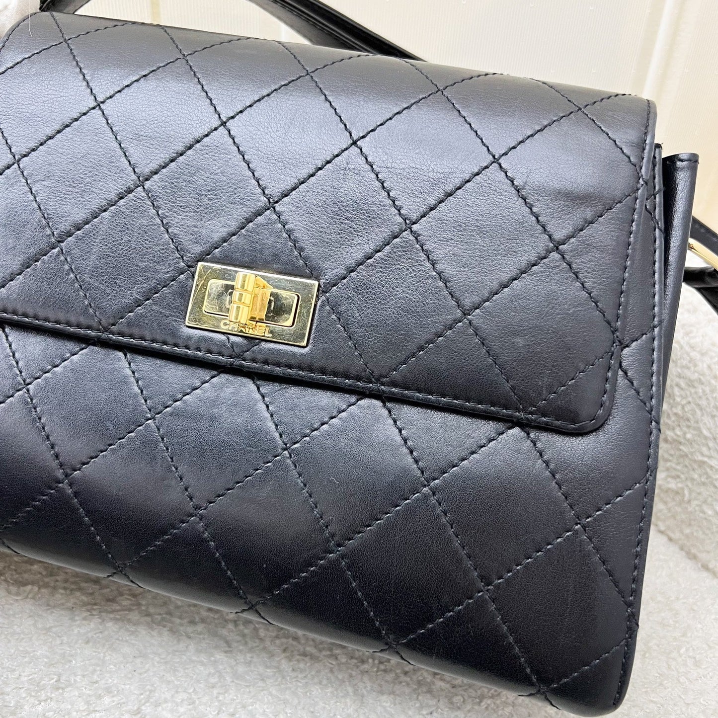 GLM- 2.55 Reissue Trapezoid in Black Lambskin and GHW