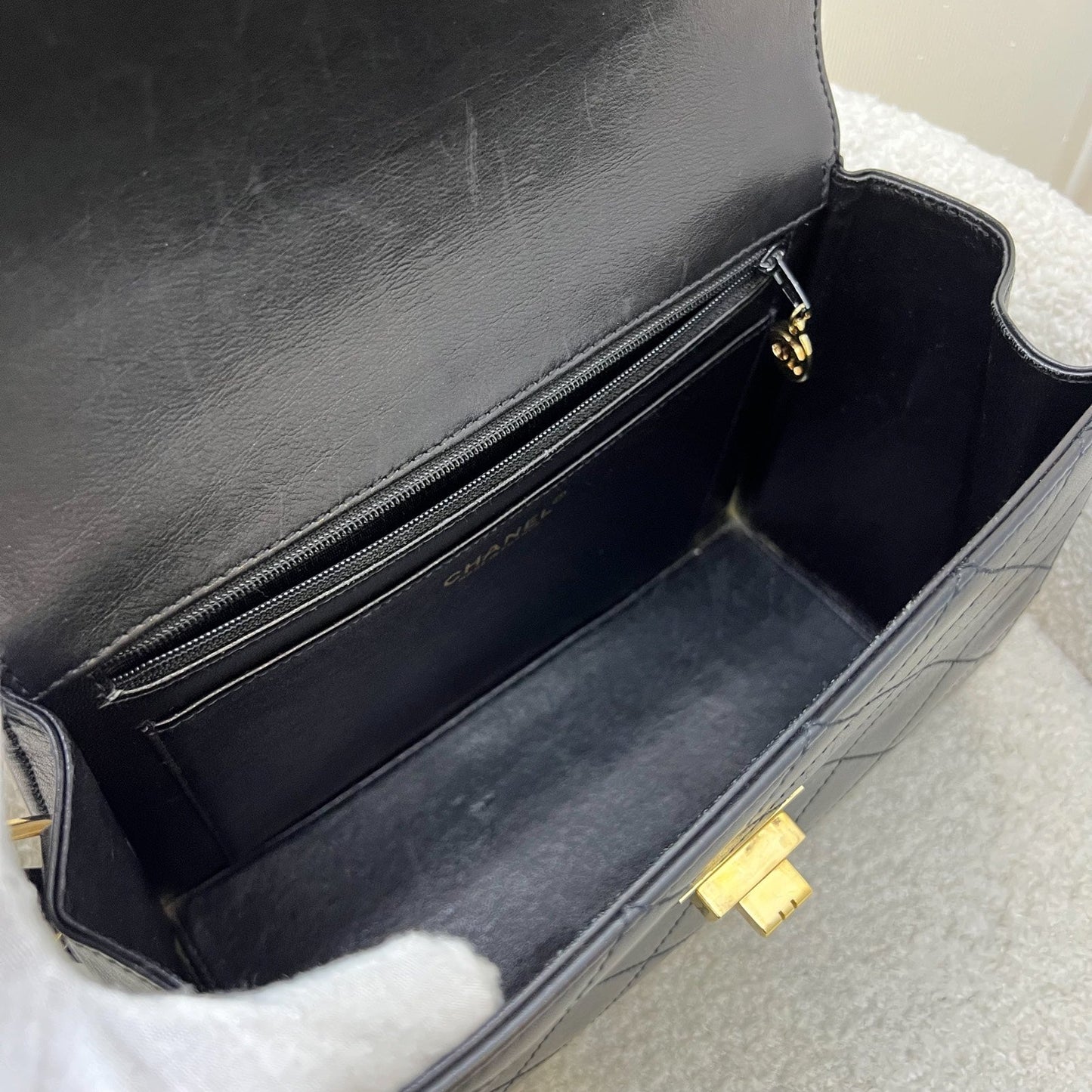 GLM- 2.55 Reissue Trapezoid in Black Lambskin and GHW