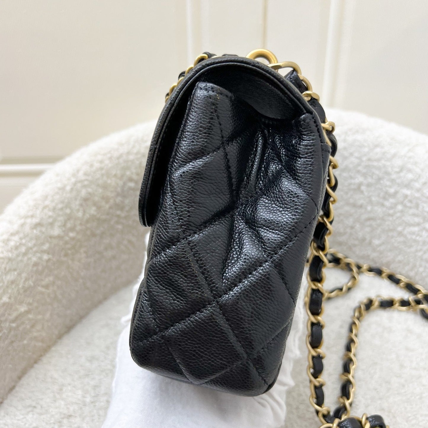GLM-25P Seasonal Small / Mini Flap Bag in Black Caviar and AGHW (Model: AS5240)