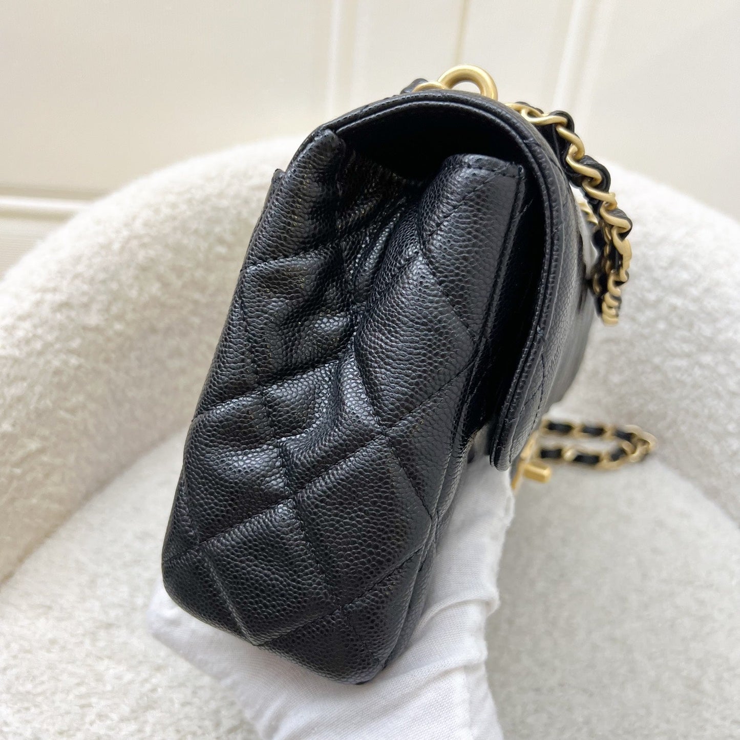 GLM-25P Seasonal Small / Mini Flap Bag in Black Caviar and AGHW (Model: AS5240)
