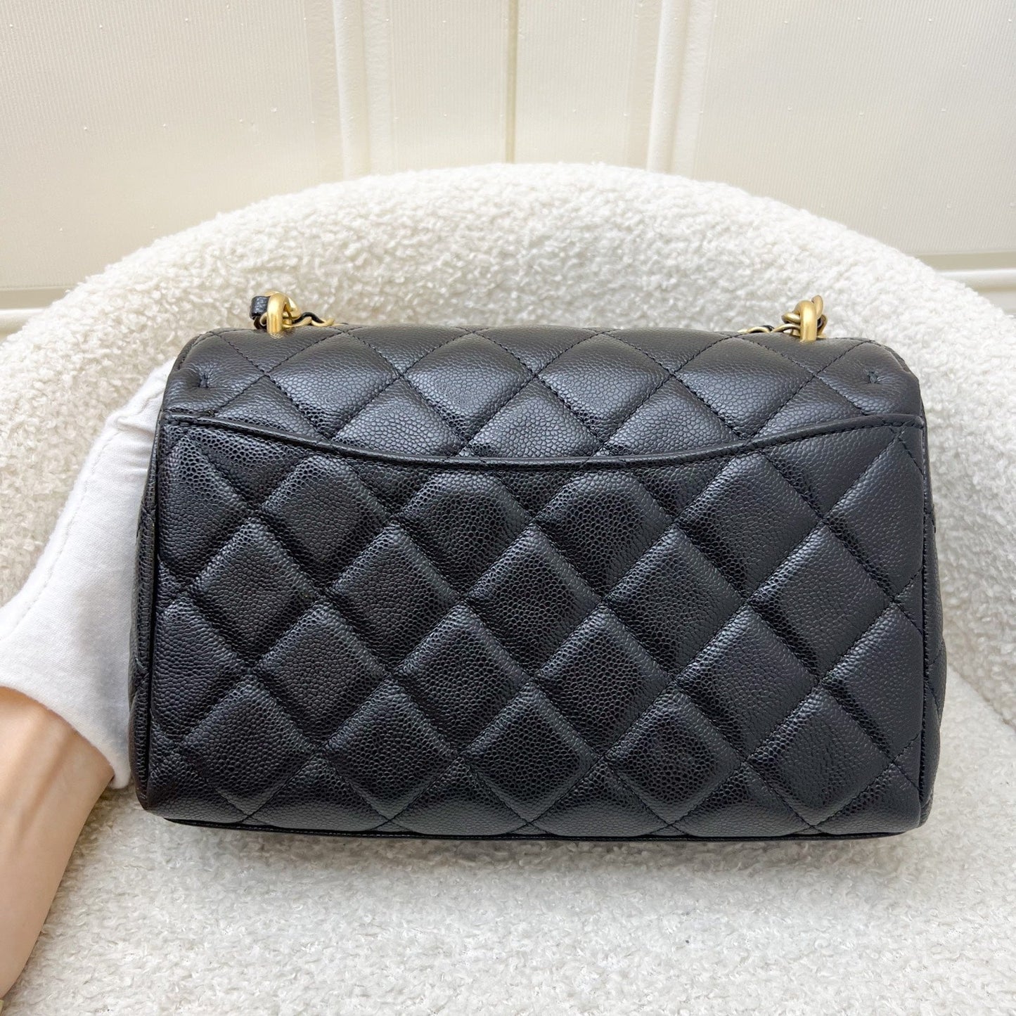 GLM-25P Seasonal Small / Mini Flap Bag in Black Caviar and AGHW (Model: AS5240)