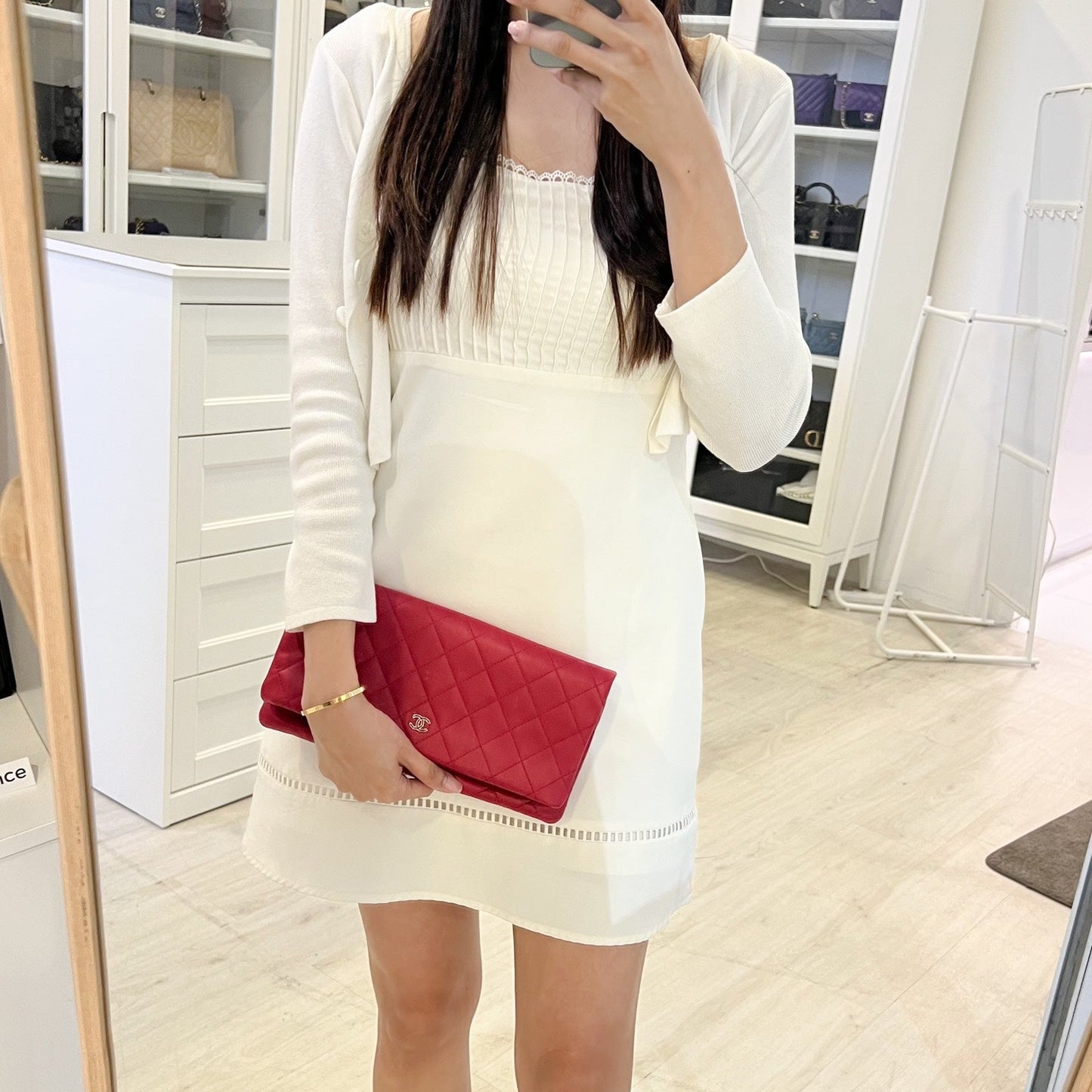 GLM-Foldover Clutch in Dark Pink Lambskin and SHW
