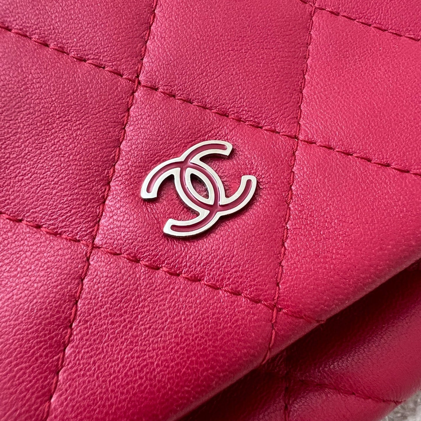 GLM-Foldover Clutch in Dark Pink Lambskin and SHW