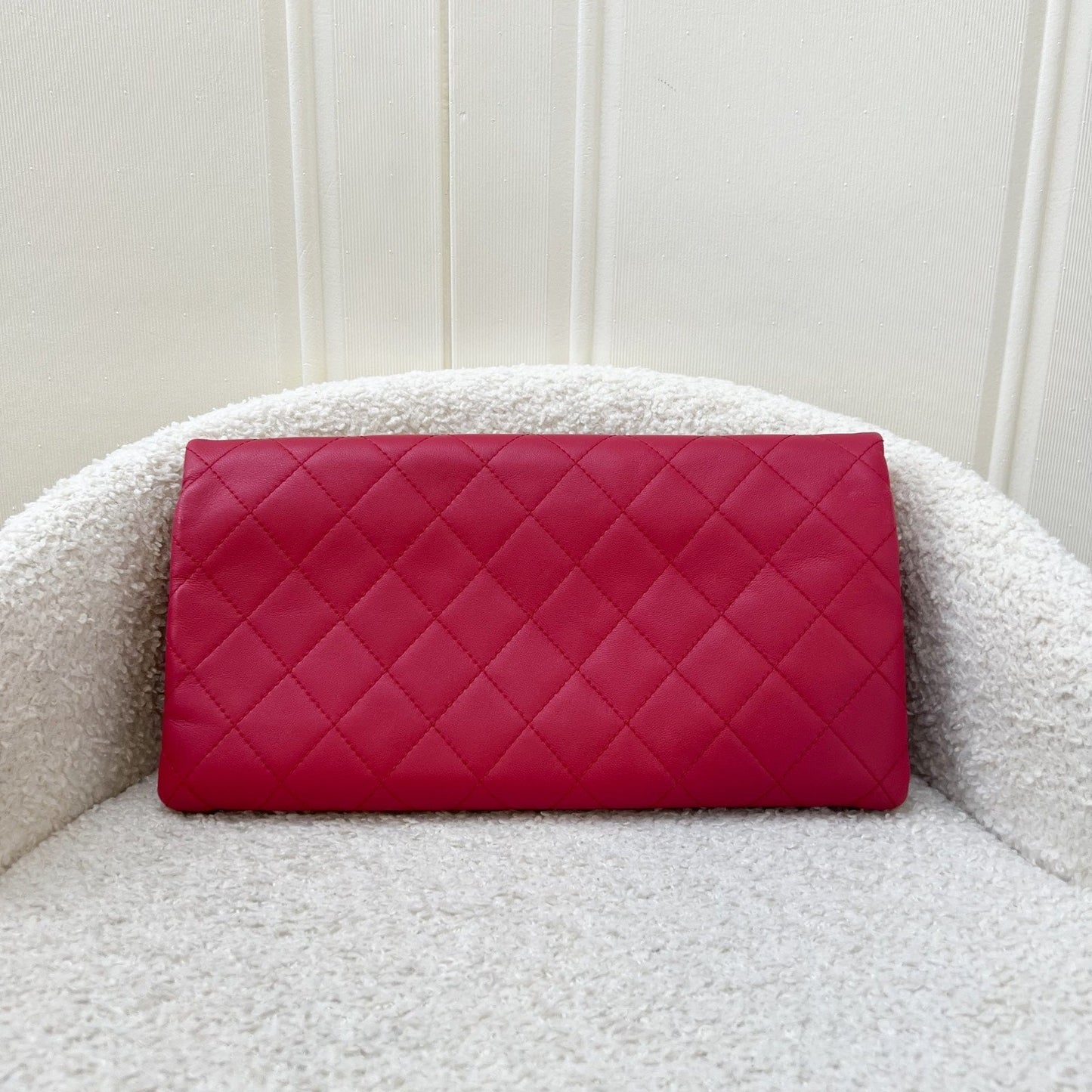 GLM-Foldover Clutch in Dark Pink Lambskin and SHW