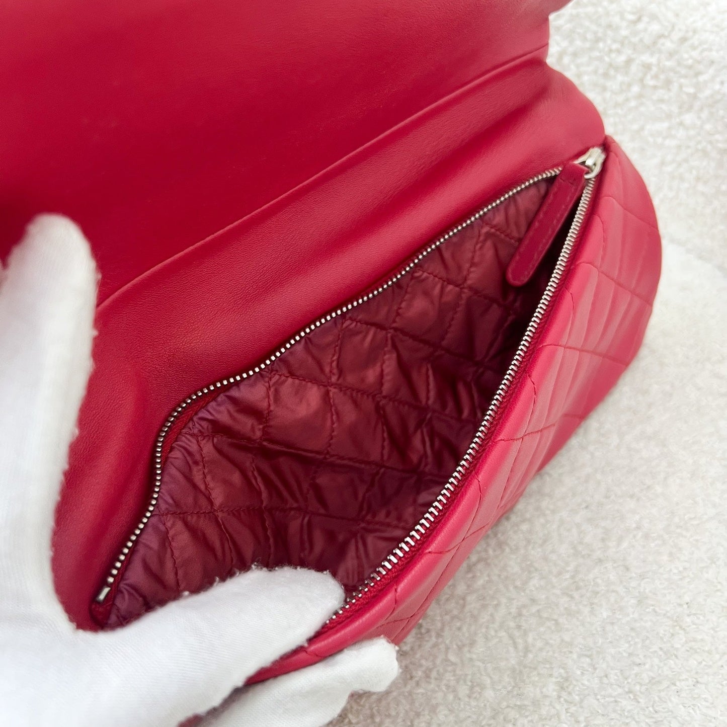 GLM-Foldover Clutch in Dark Pink Lambskin and SHW