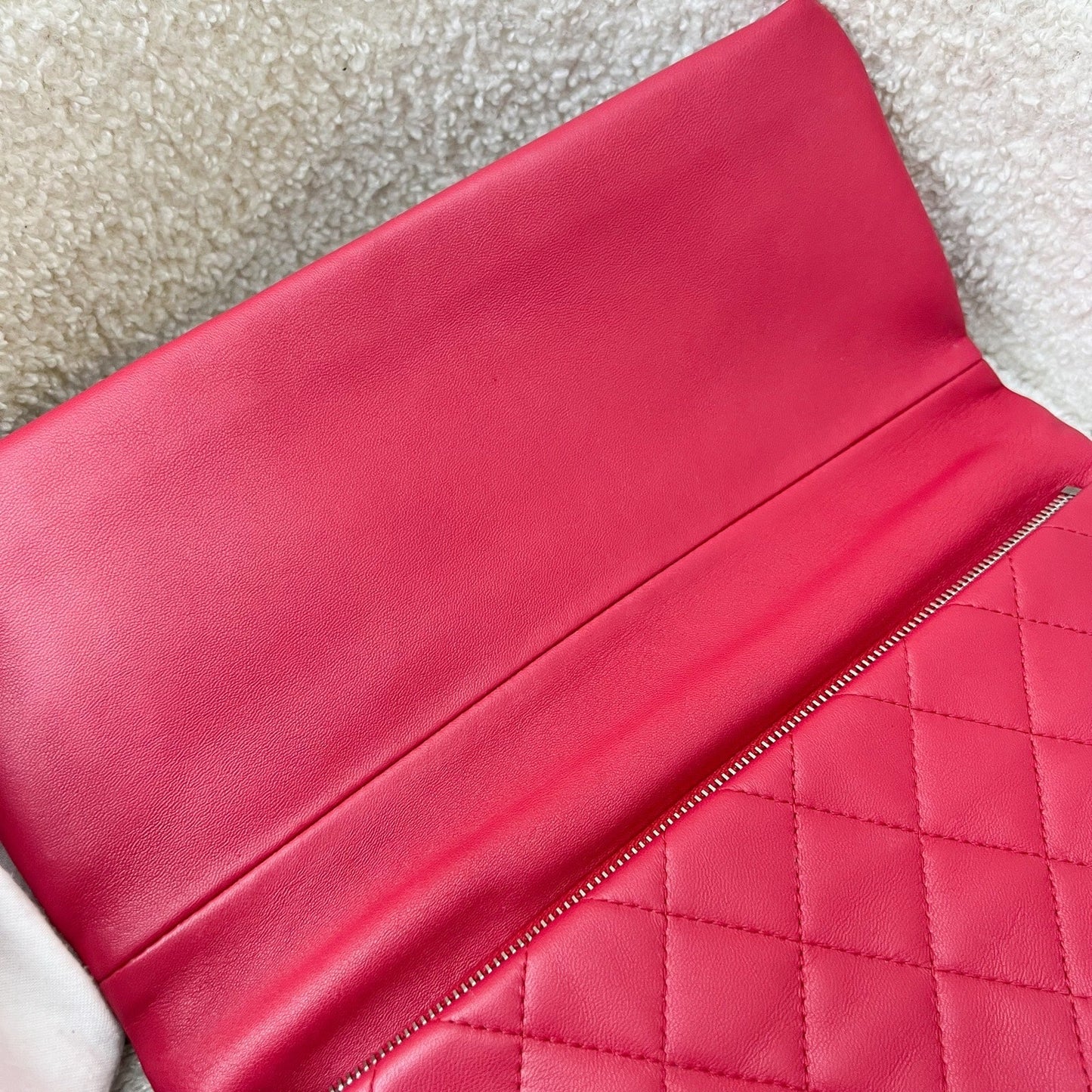 GLM-Foldover Clutch in Dark Pink Lambskin and SHW