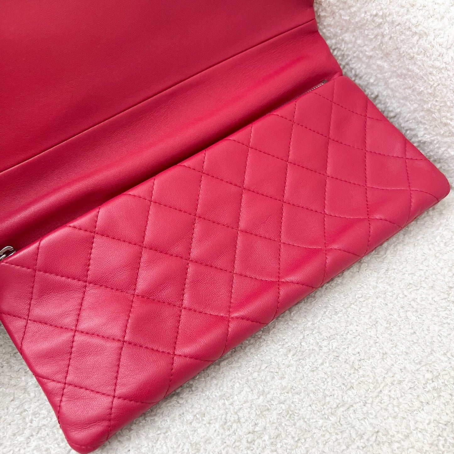 GLM-Foldover Clutch in Dark Pink Lambskin and SHW