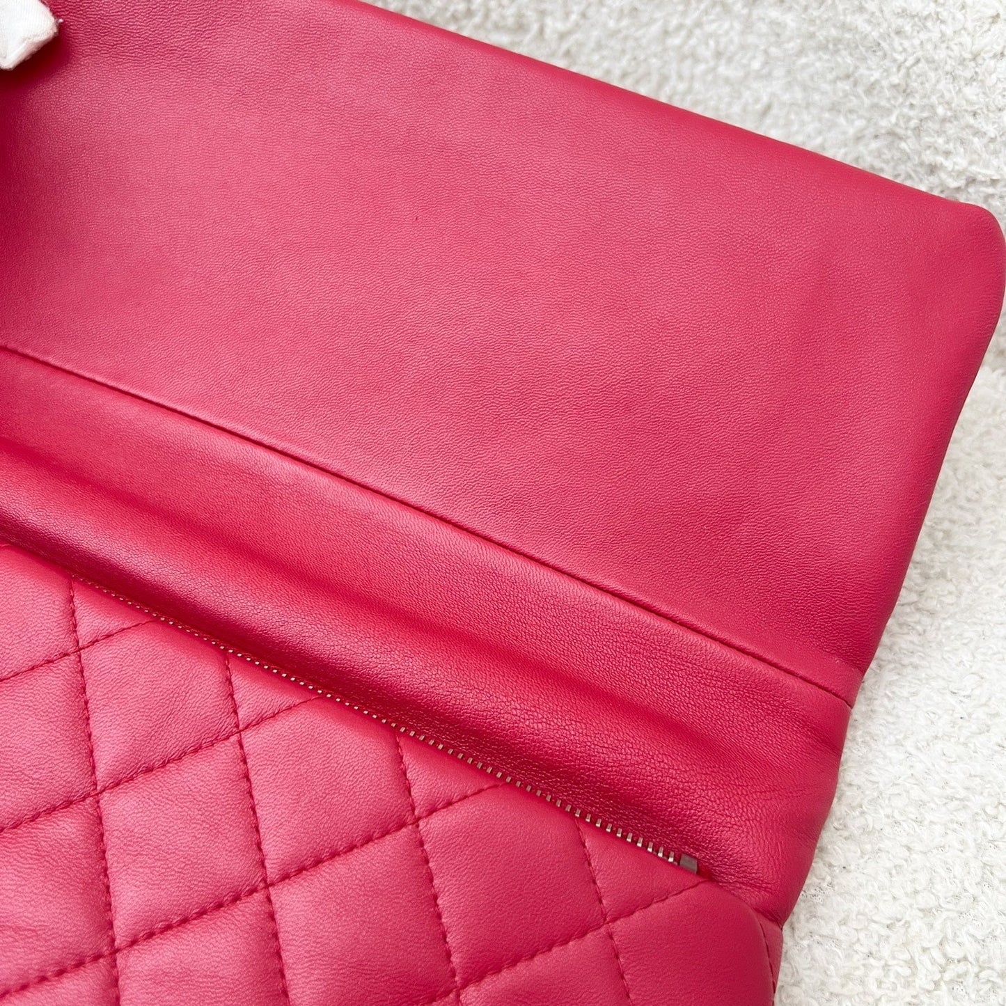 GLM-Foldover Clutch in Dark Pink Lambskin and SHW