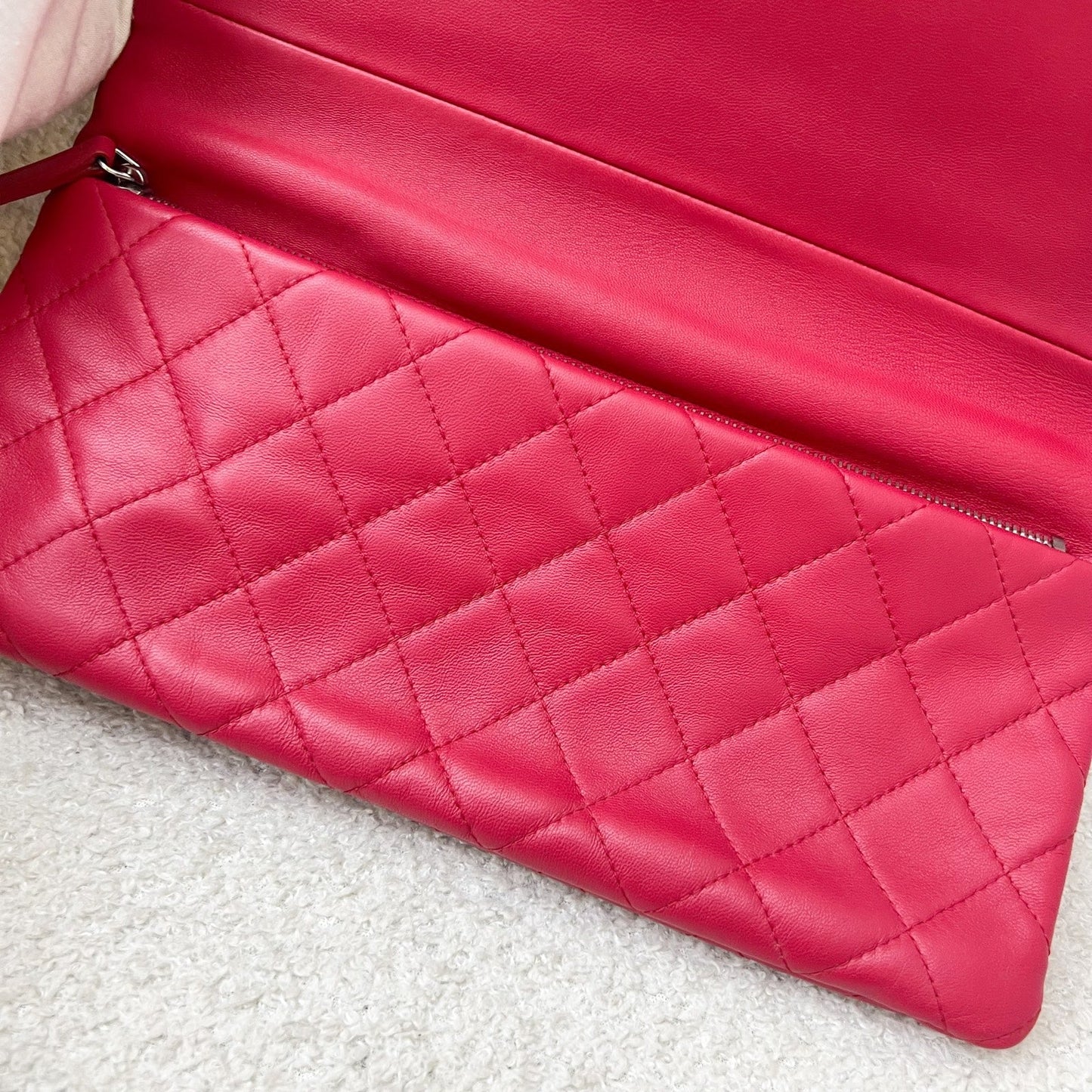 GLM-Foldover Clutch in Dark Pink Lambskin and SHW