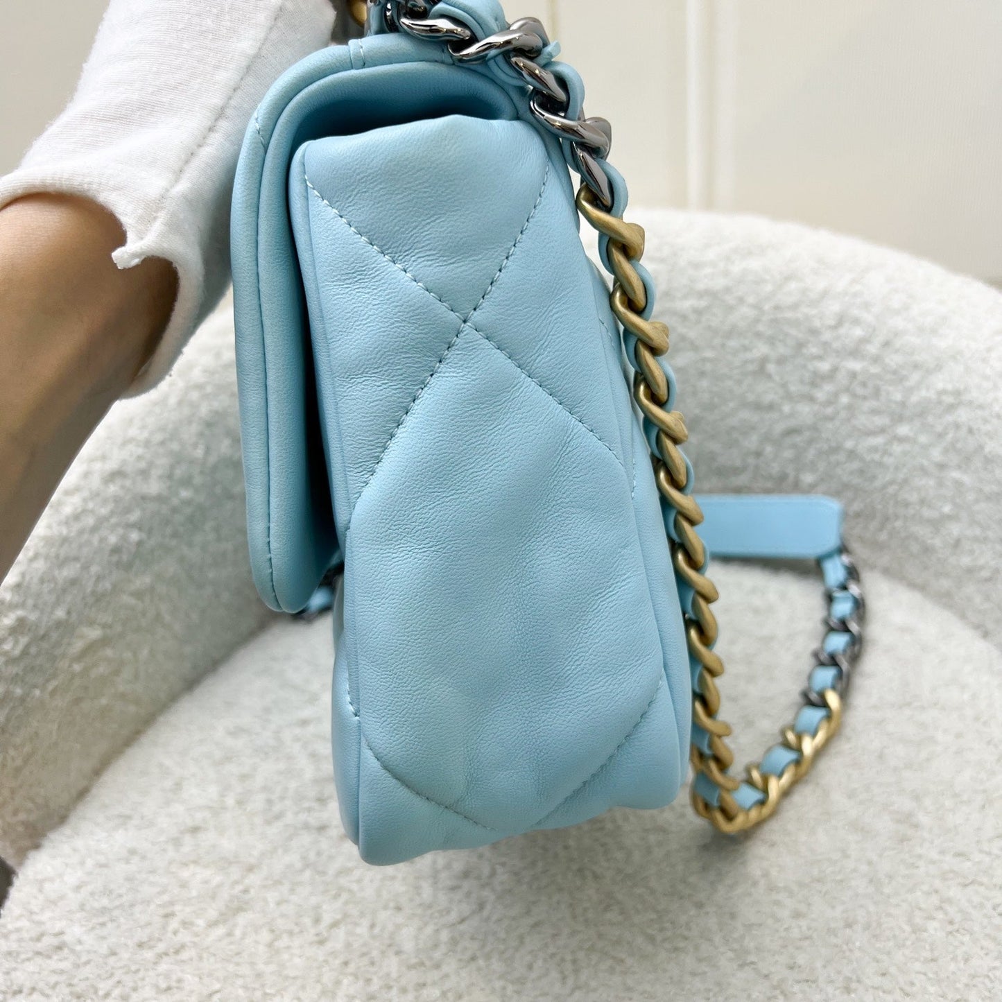 GLM-19 Small Flap in Sky Blue Lambskin and 3-Tone Hardware (Model: AS1160)