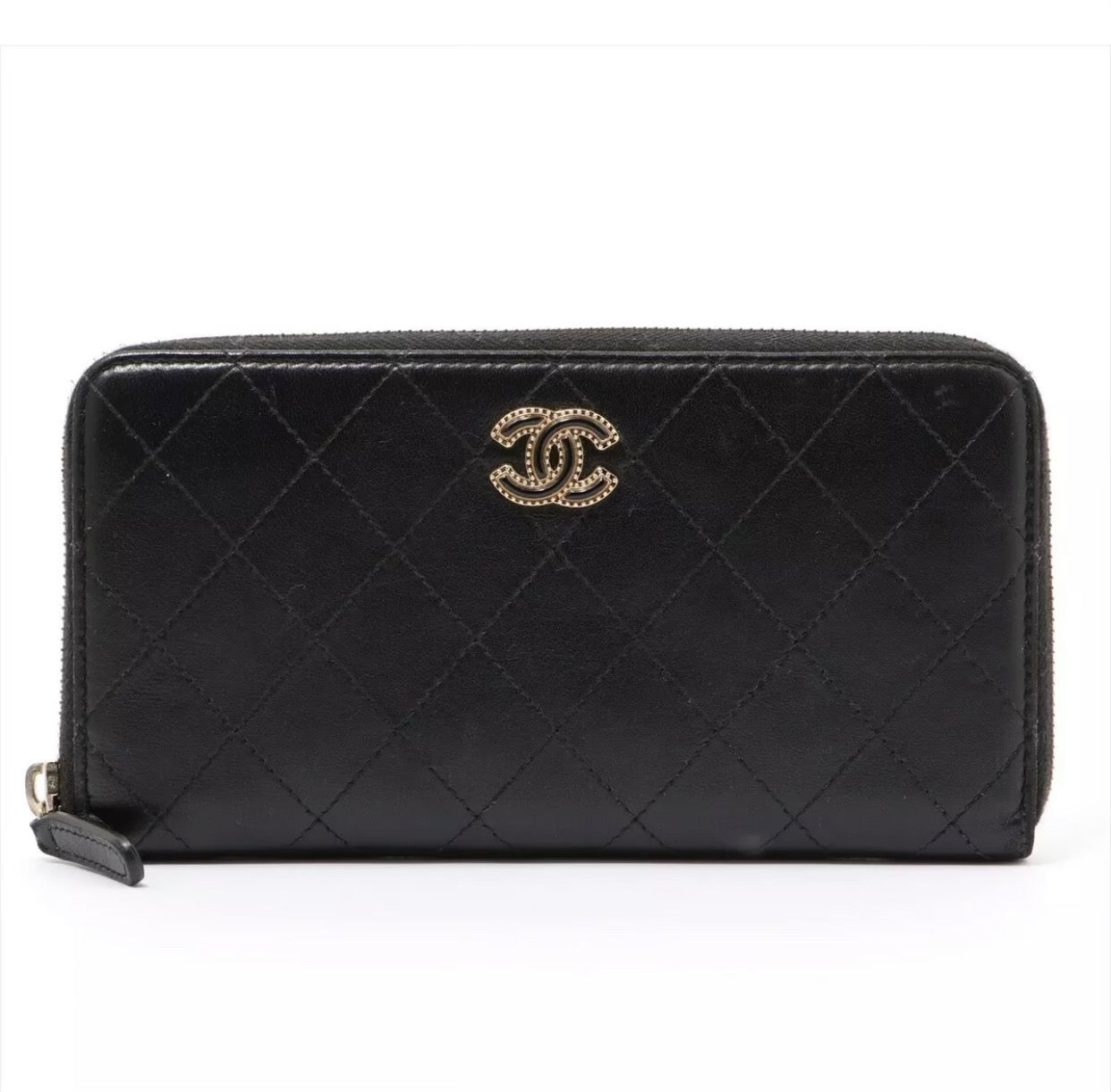 GLM-Caviar Leather Quilted Long Zippy Wallet
