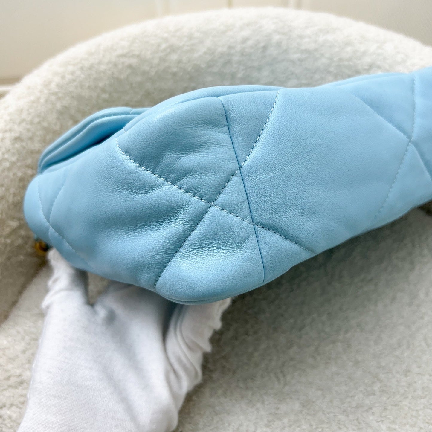 GLM-19 Small Flap in Sky Blue Lambskin and 3-Tone Hardware (Model: AS1160)