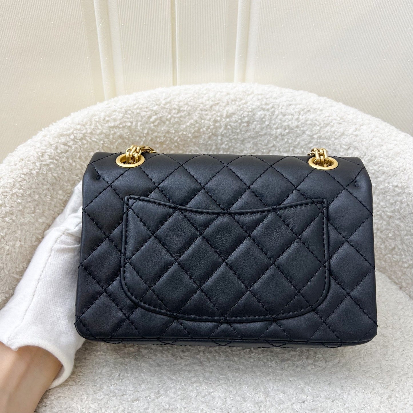 GLM-Classic 2.55 Reissue Mini Flap in Black Distressed Calfskin AGHW (Model: AS0874)