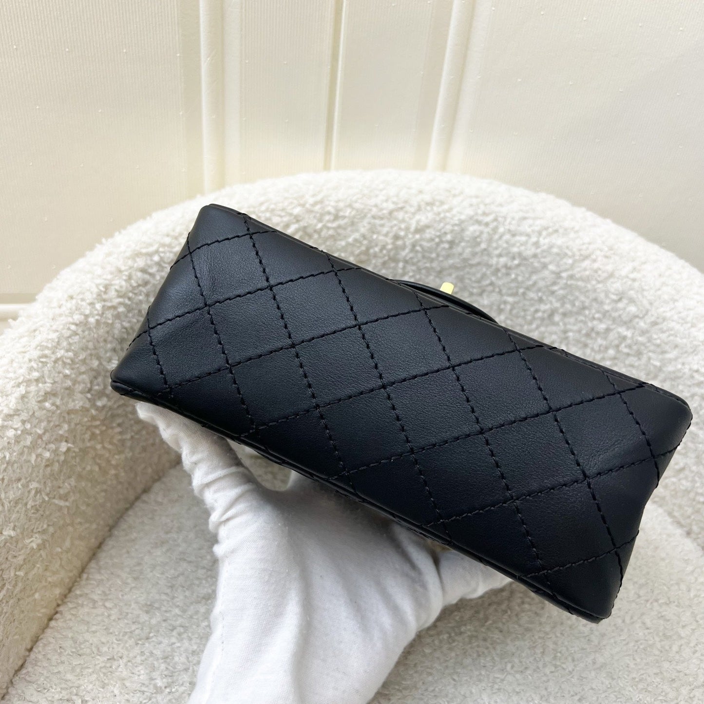 GLM-Classic 2.55 Reissue Mini Flap in Black Distressed Calfskin AGHW (Model: AS0874)