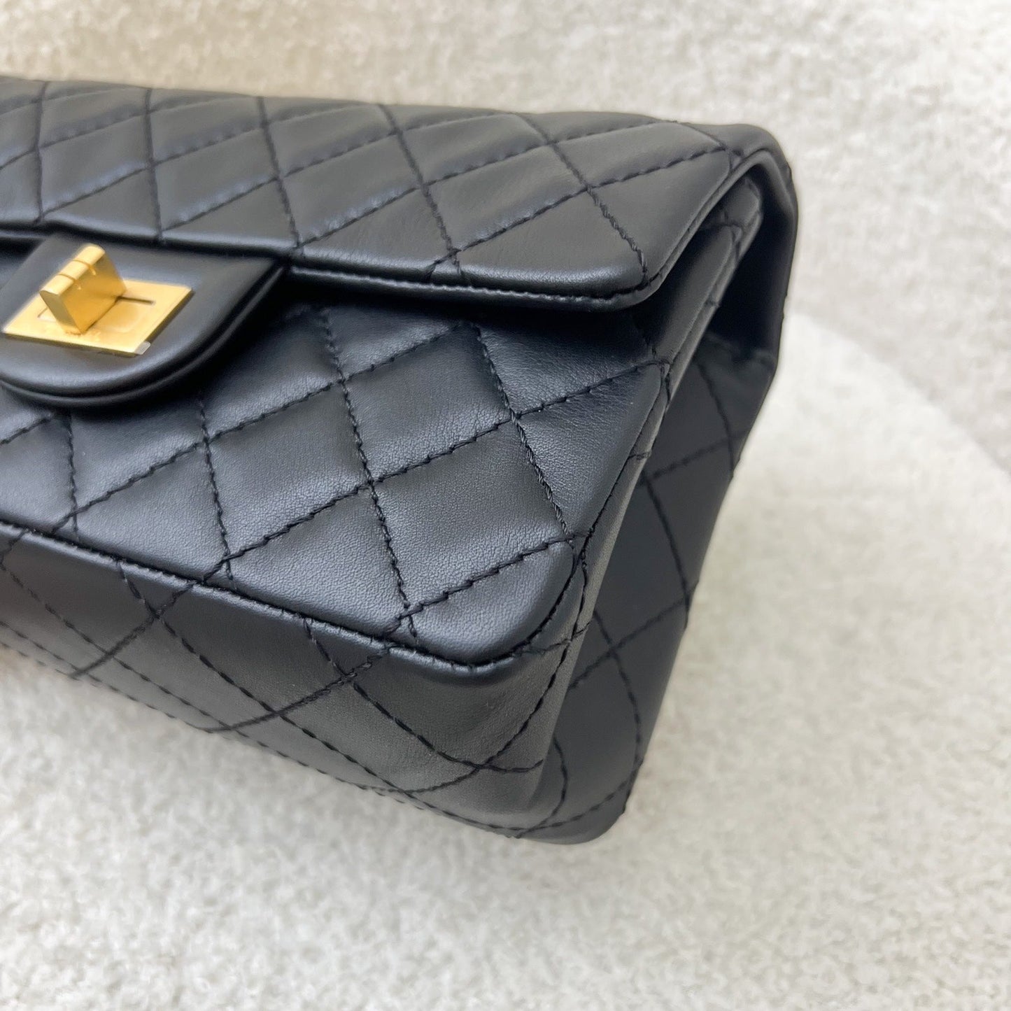 GLM-Classic 2.55 Reissue Mini Flap in Black Distressed Calfskin AGHW (Model: AS0874)