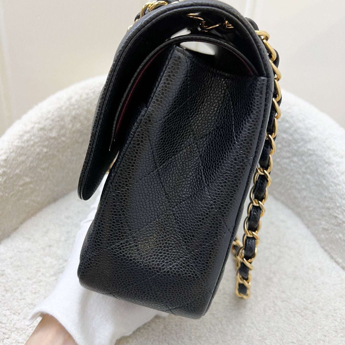 GLM-Jumbo Classic Flap DF in Black Caviar and GHW (Model: A58600)