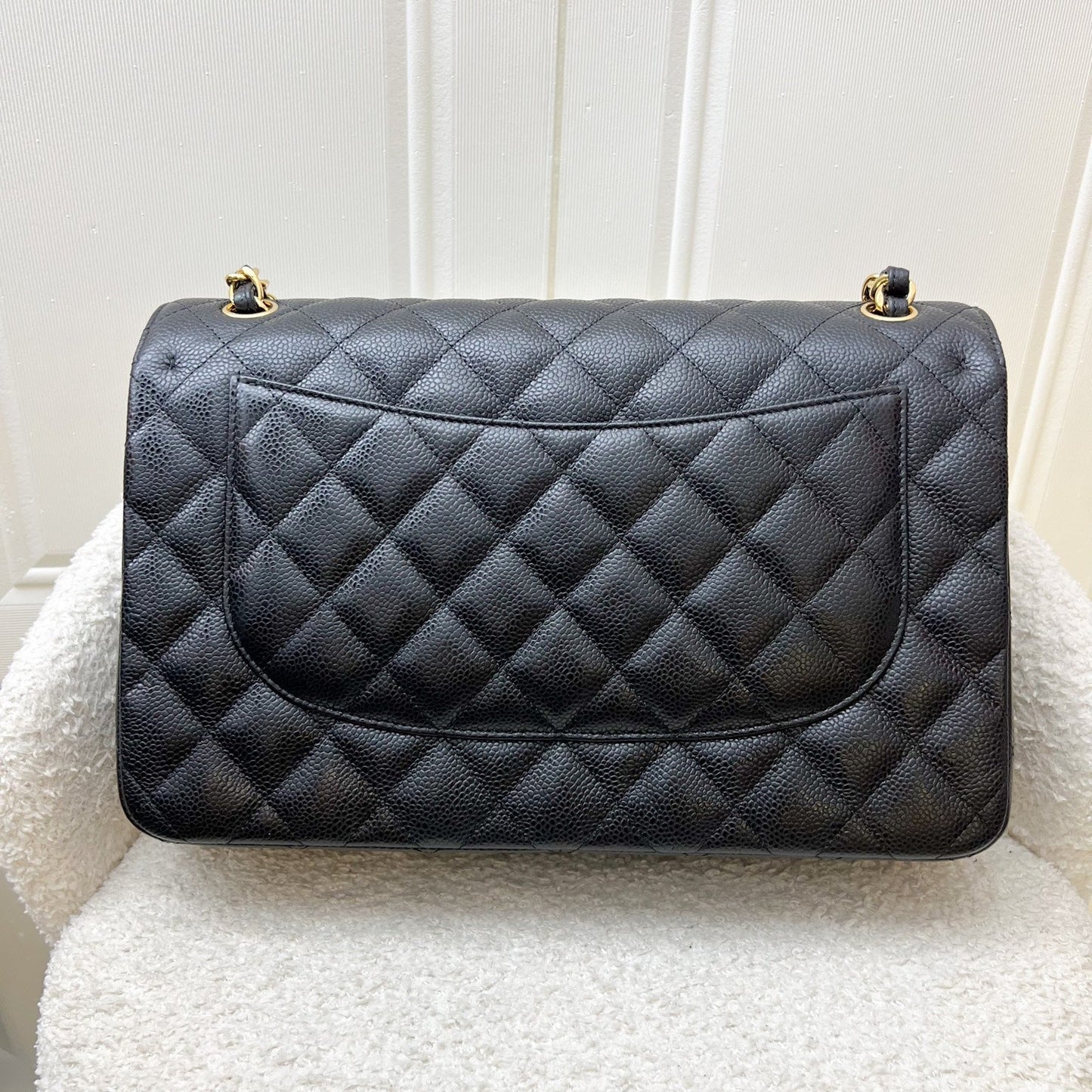 GLM-Jumbo Classic Flap DF in Black Caviar and GHW (Model: A58600)