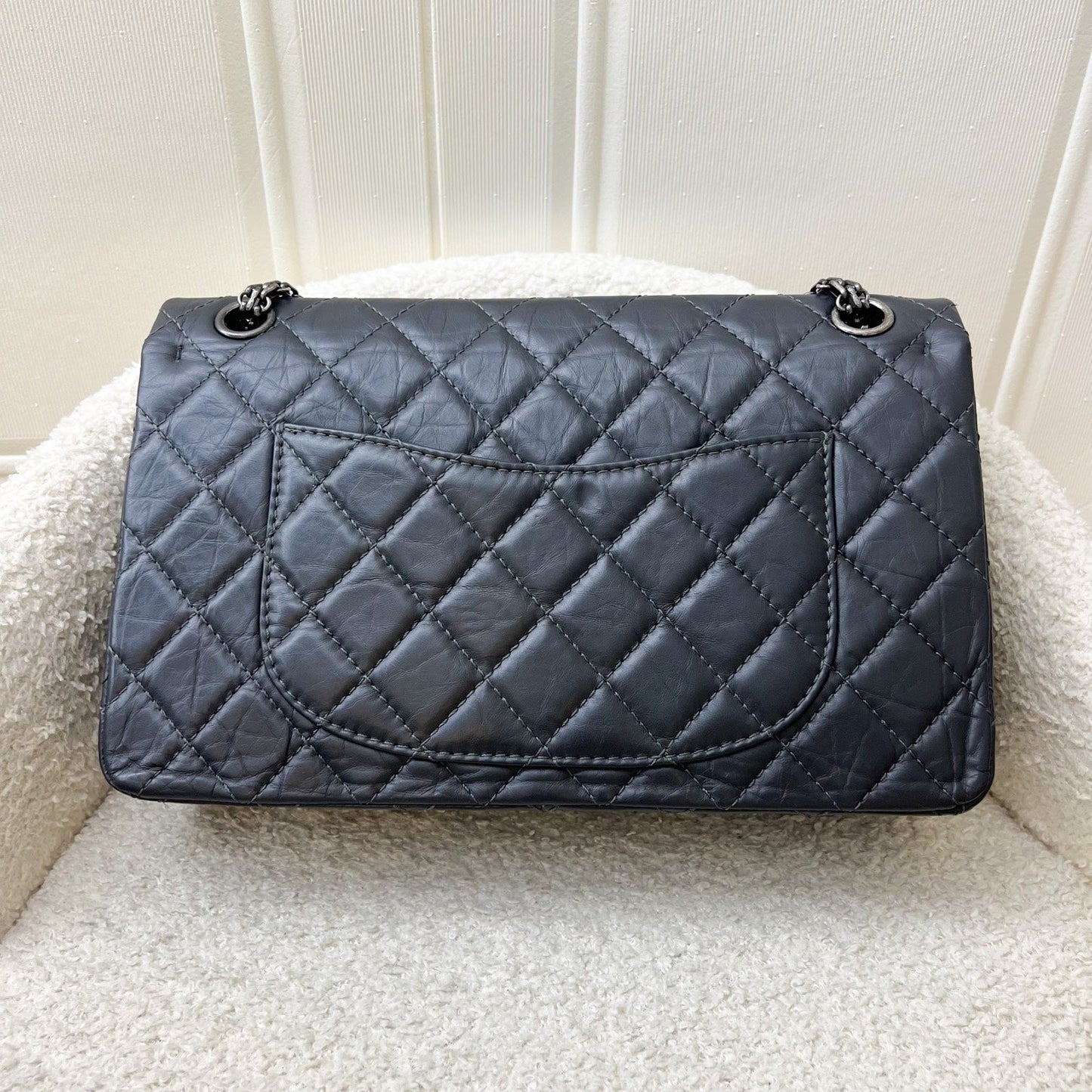 GLM-Large 2.55 Reissue Flap in Charcoal Grey Distressed Calfskin and RHW