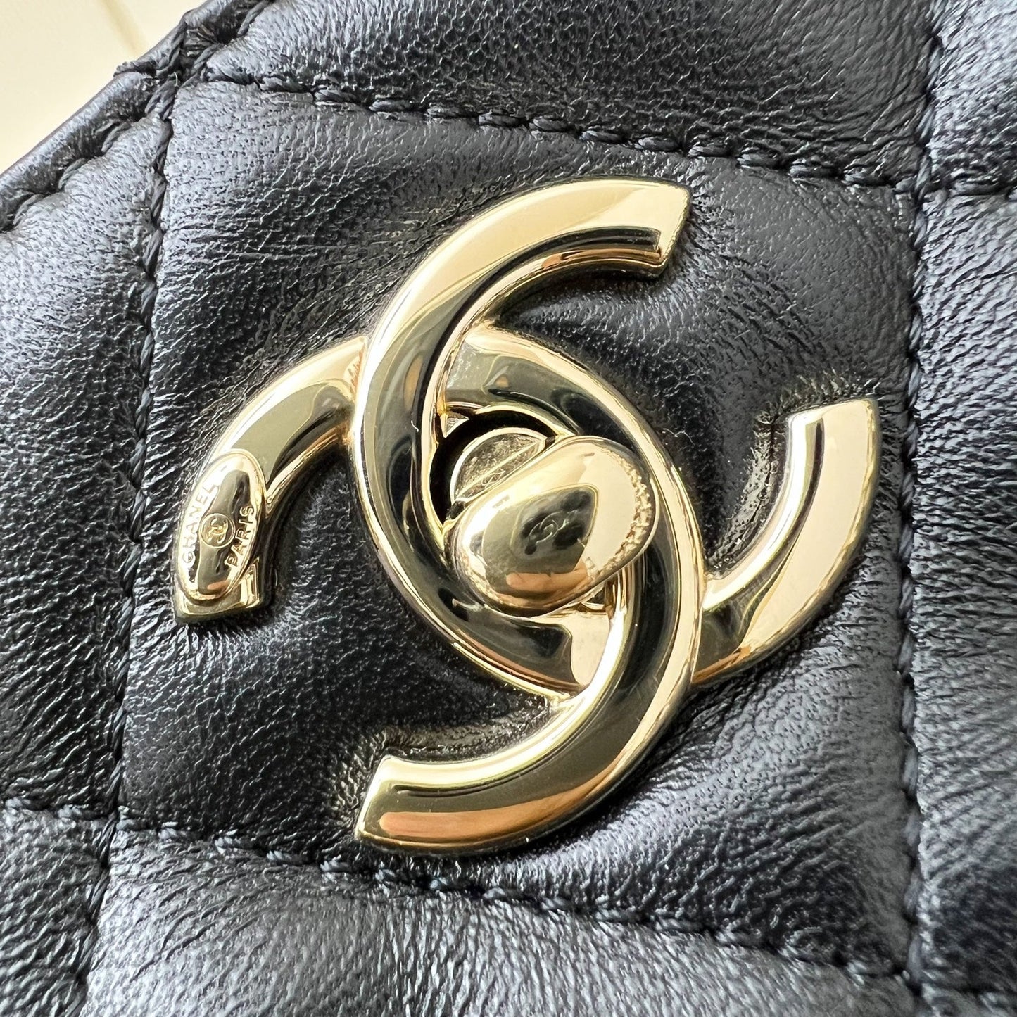 GLM-22P Hobo Bag in Black Lambskin and LGHW (Model: AS3153)