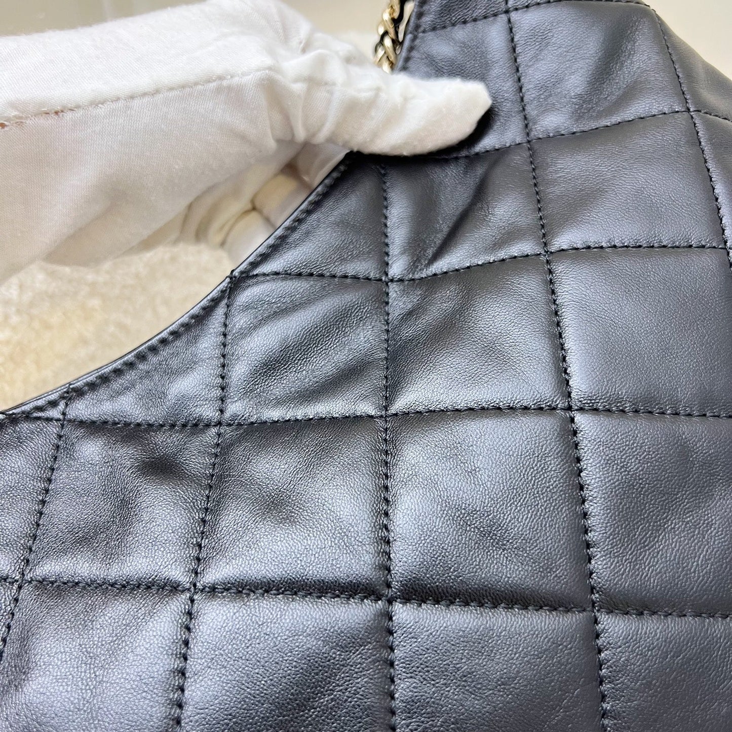 GLM-22P Hobo Bag in Black Lambskin and LGHW (Model: AS3153)