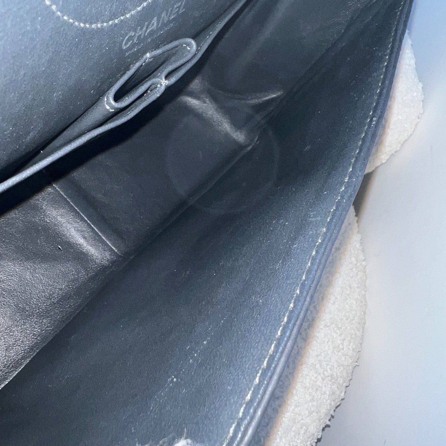GLM-Large 2.55 Reissue Flap in Charcoal Grey Distressed Calfskin and RHW