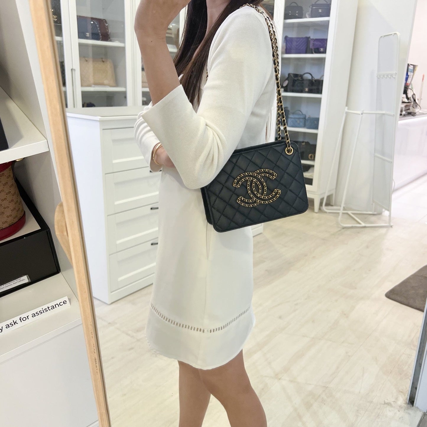 GLM-Mini AGLM-ordion Tote in Black Lambskin and AGHW (Model: AS1750)