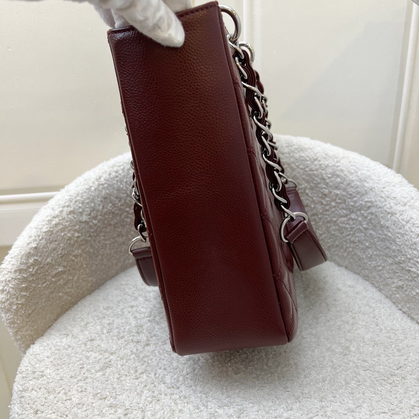 GLM-Petite Shopping Tote PST in Burgundy Red Caviar and SHW