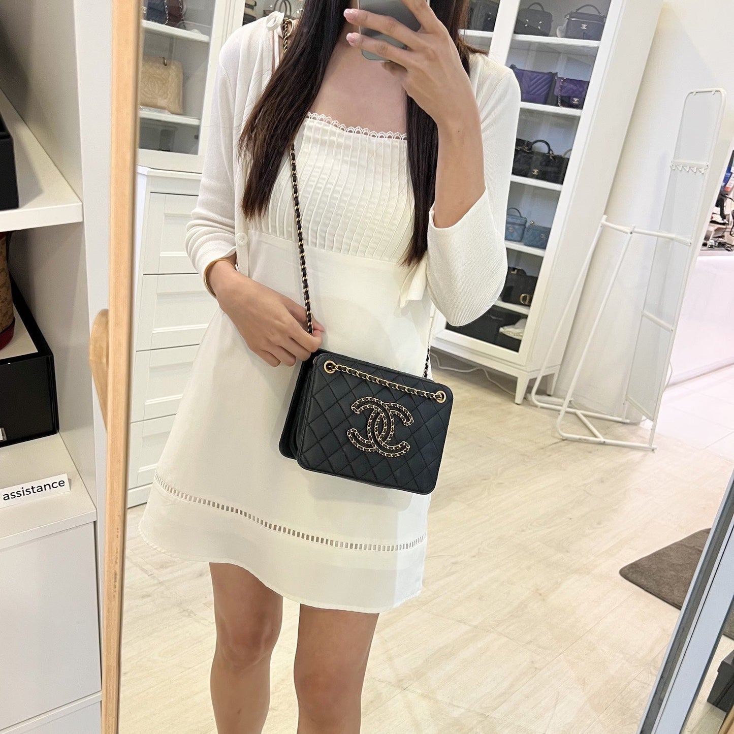 GLM-Mini AGLM-ordion Tote in Black Lambskin and AGHW (Model: AS1750)