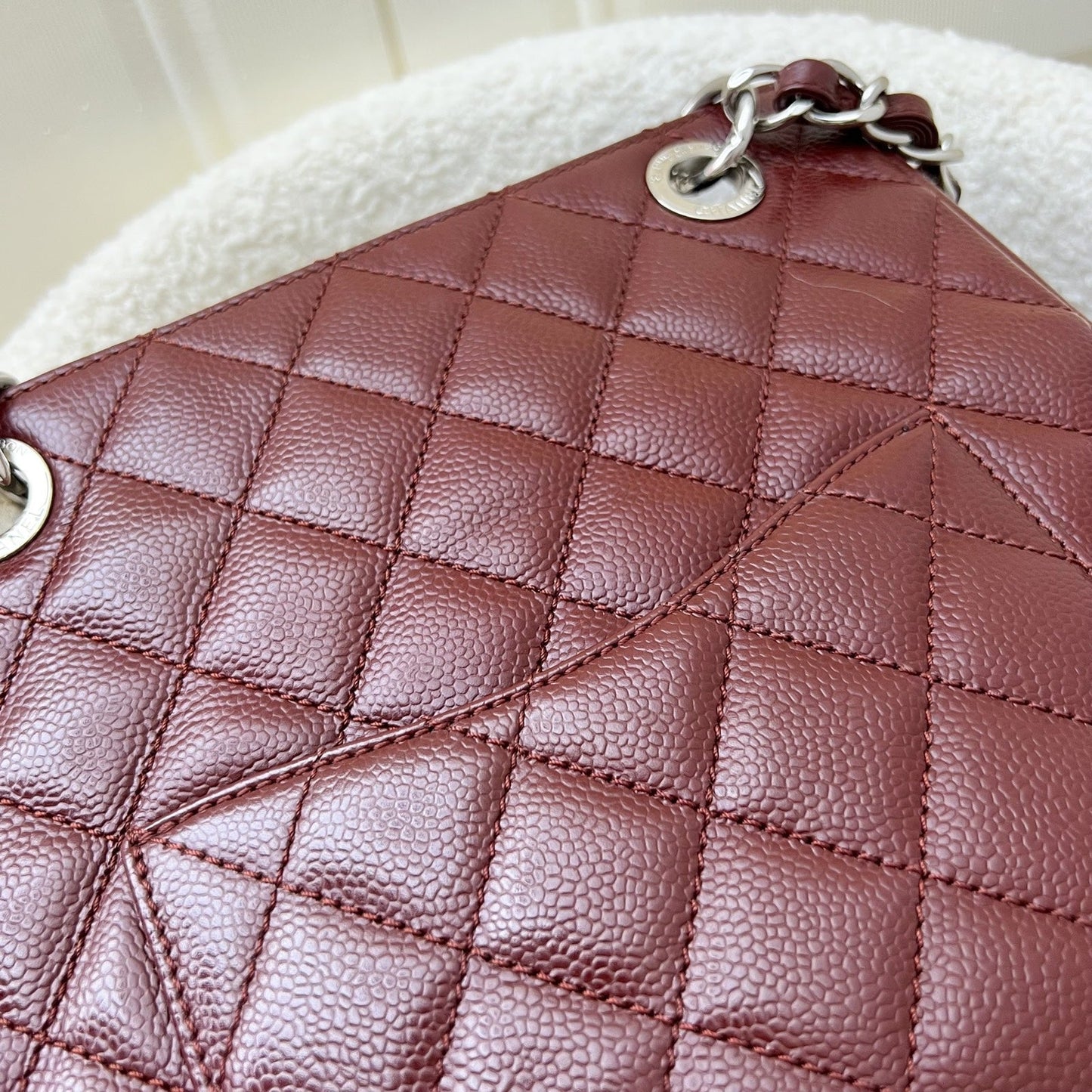 GLM-Petite Shopping Tote PST in Burgundy Red Caviar and SHW