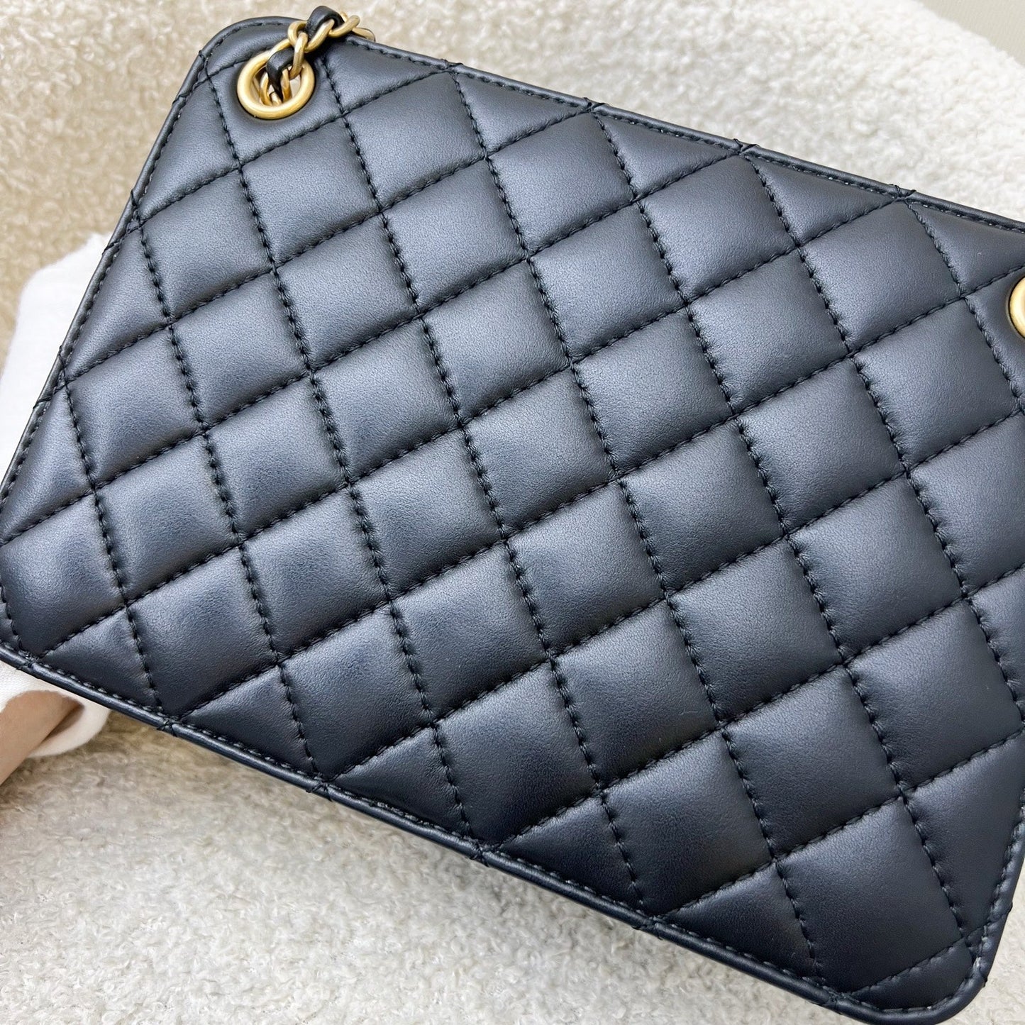 GLM-Mini AGLM-ordion Tote in Black Lambskin and AGHW (Model: AS1750)