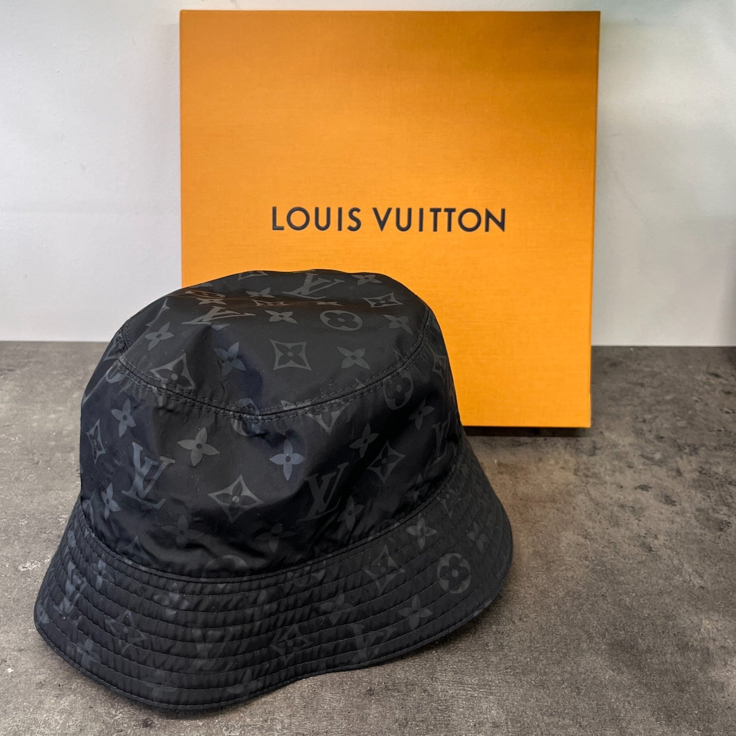 Men's Reversible Monogram Bucket Hat Black