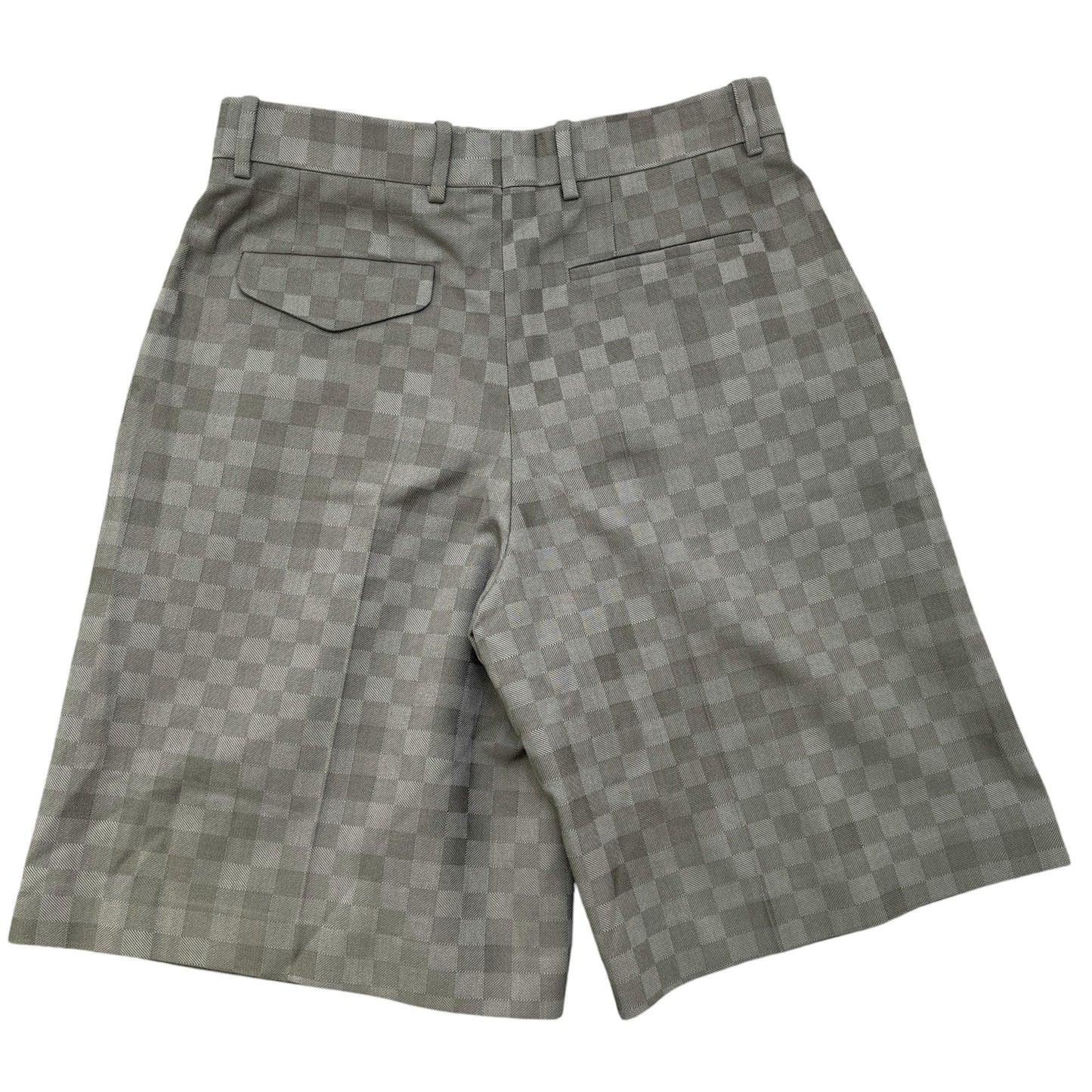 Men's Tailored Wide Damier Wool Shorts Grey Size IT 50 / UK 34