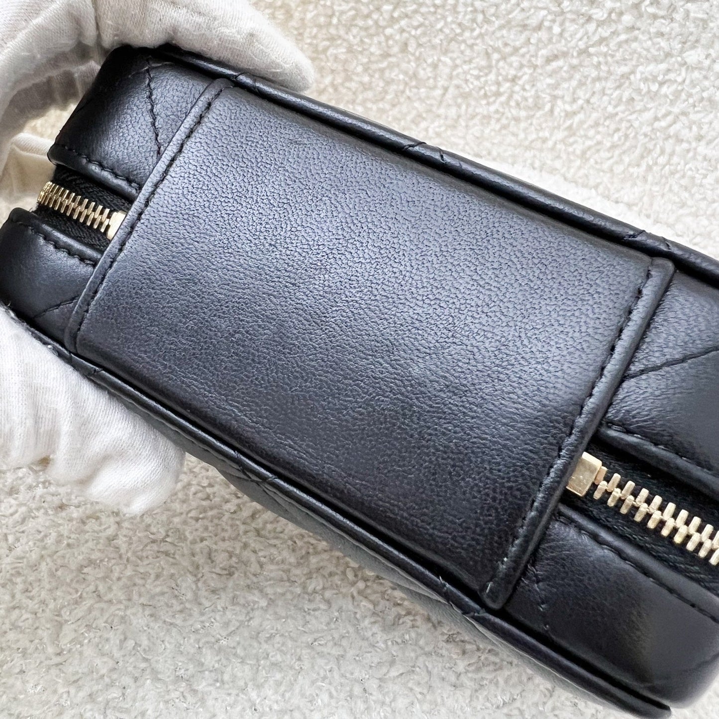 GLM-22A Afternoon Tea Vanity / Clutch with Chain in Black Lambskin and AGHW